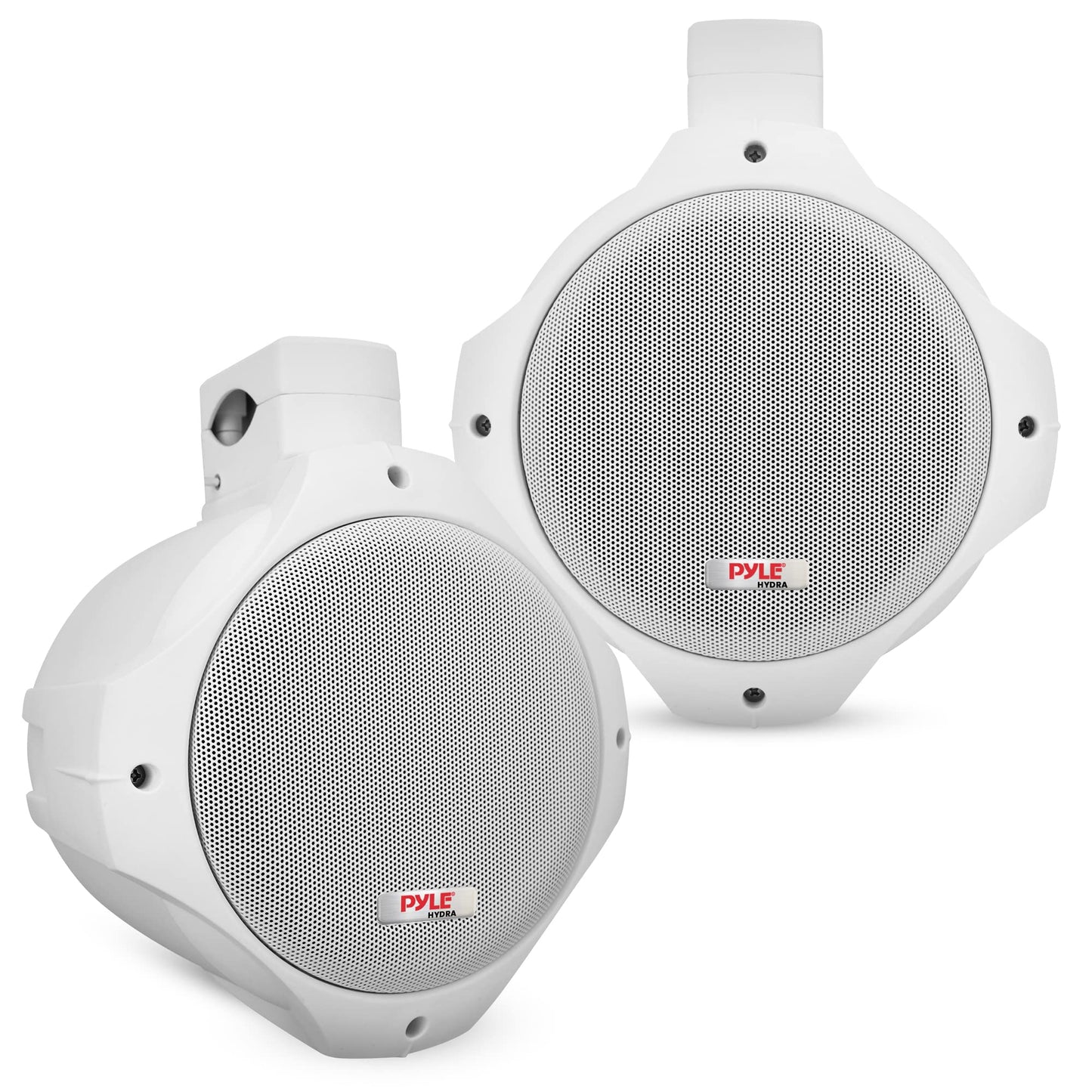 Pyle Waterproof Marine Wakeboard Tower Speakers - 6.5in Dual Subwoofer Speaker Set and 1” Tweeter with 200 Watt Power - 2-way Boat Audio Stereo System with Mounting Bracket - 1 Pair - PLMRW65 (White)
