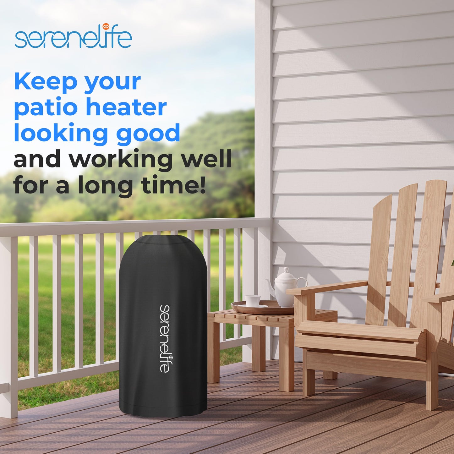 SereneLife Patio Heater Cover Bag for SLOHT24 Infrared Outdoor Electric Space Heater, Heavy Duty Propane Heater Cover, Durable, Tearproof, Waterproof, Dustproof, Wind/Sun/ Snow Resistant