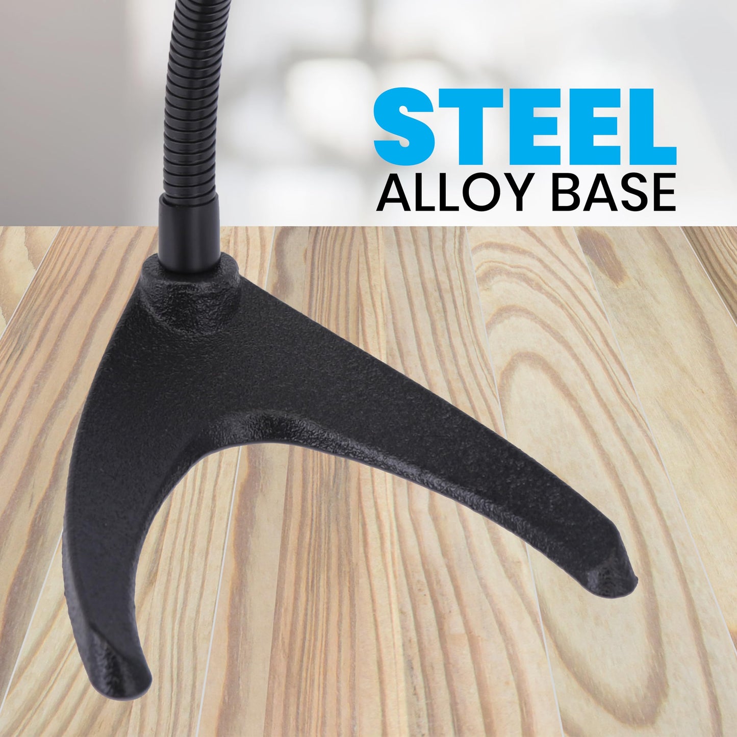 Pyle Desktop Microphone Stand - Universal Tabletop Mic Holder w/ Flexible 8.2'' Inch Gooseneck Mount and Solid U Shape Base - Perfect for Table Desk or Counter - PMKS8,Black