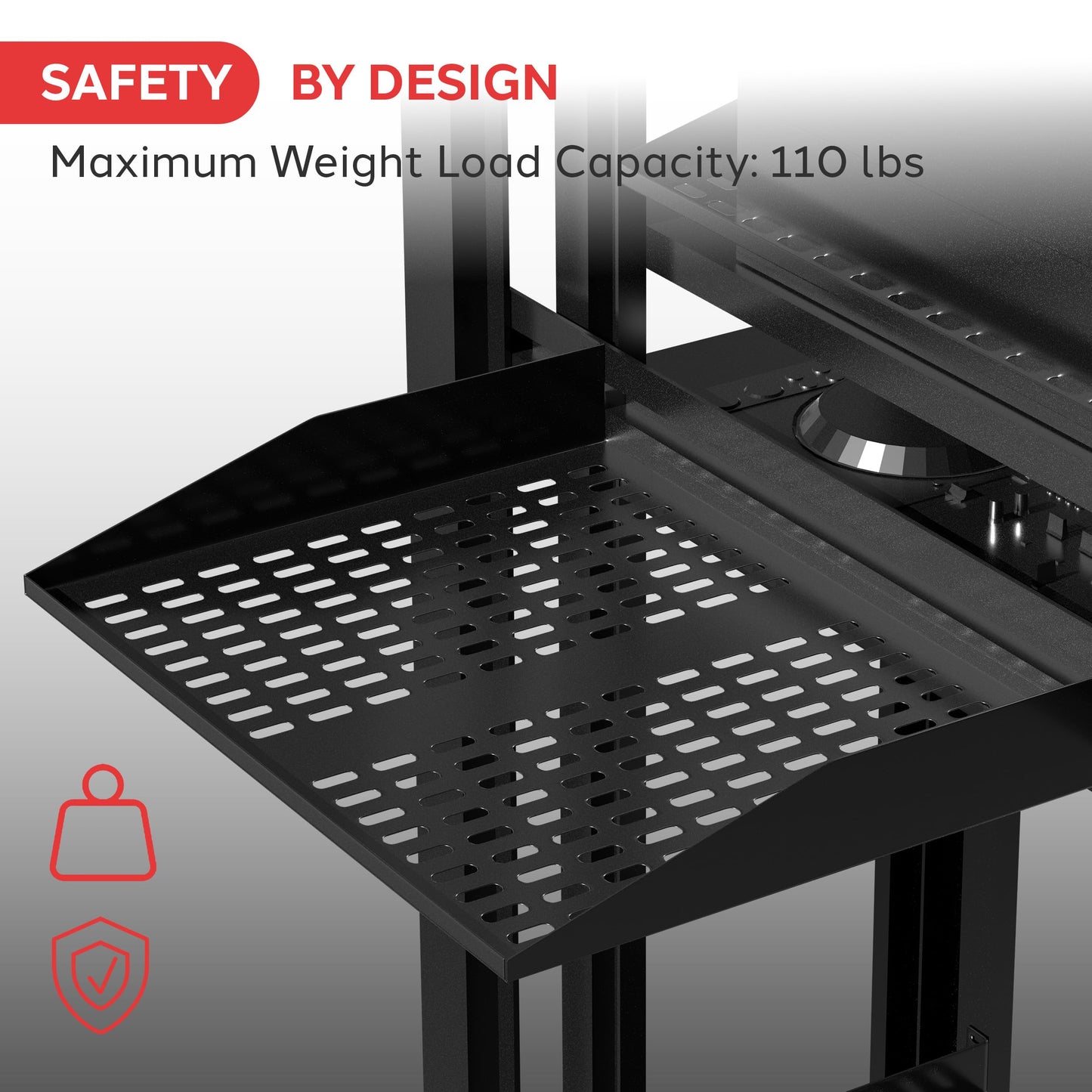 Pyle 19-Inch 1U+2U Server Rack Shelves - Universal Mounting Tray for Computer Racks & Cabinets, Wall Mount Compatible, Ventilated Design for Air Circulation, Black Computer Case,110lbs Weight Capacity