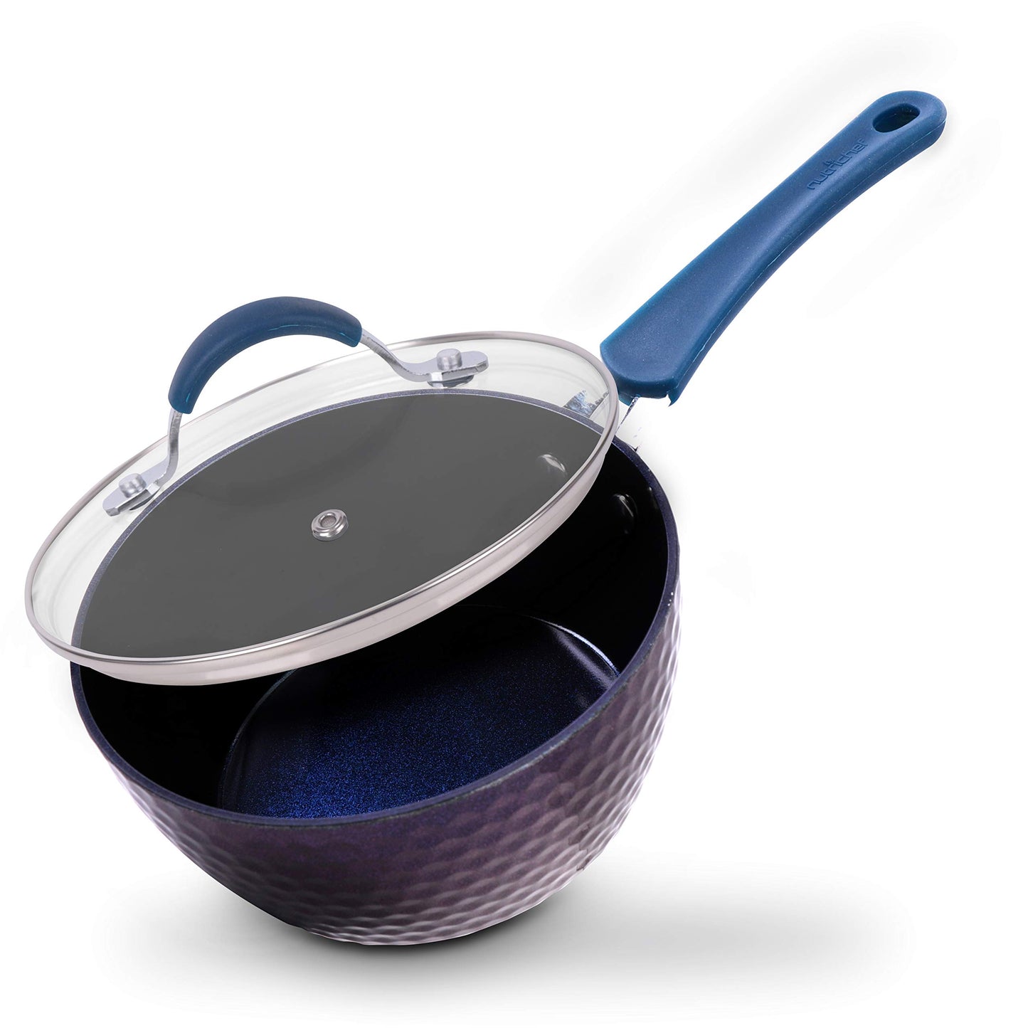 NutriChef Durable Sauce Pot with Lid, small, BLACK