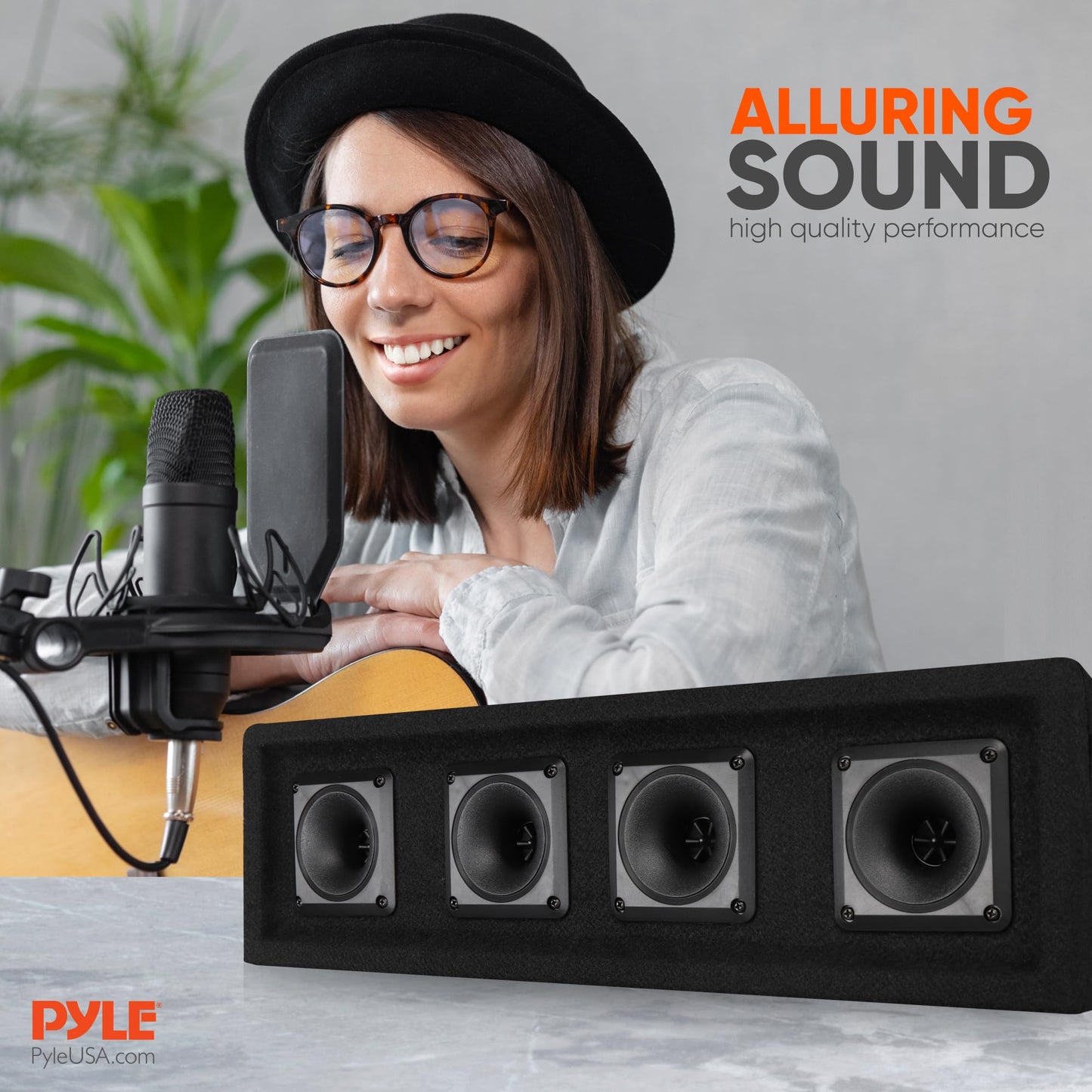 Pyle-Pro 4 Way DJ Speaker System, 300 Watt Power, 150 RMS, Four 3 Inch Horn Piezo Tweeters, 8 Ohm Impedance, Full Range Audio Reproduction, Black Carpeted Finish