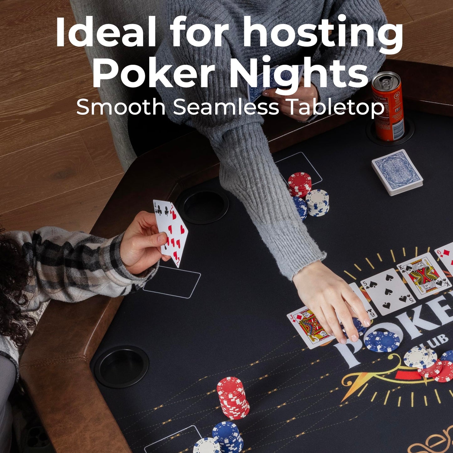 SereneLife 84” Poker Table- 8 Player Octagonal Foldable Cardboard Leisure Game Table, Casino Style, with Water-Resistant Cushioned Rail, w/ 8 Cup Holders
