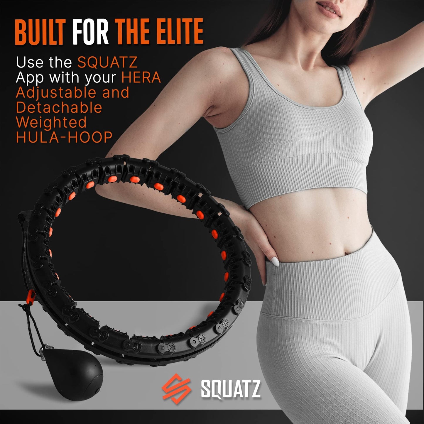 SQUATZ Exercise Hula Hoop for Adults Weight Loss - Weighted Hula Hoop for Workout - Adjustable 22 Piece Design - 47 Inch Circumference