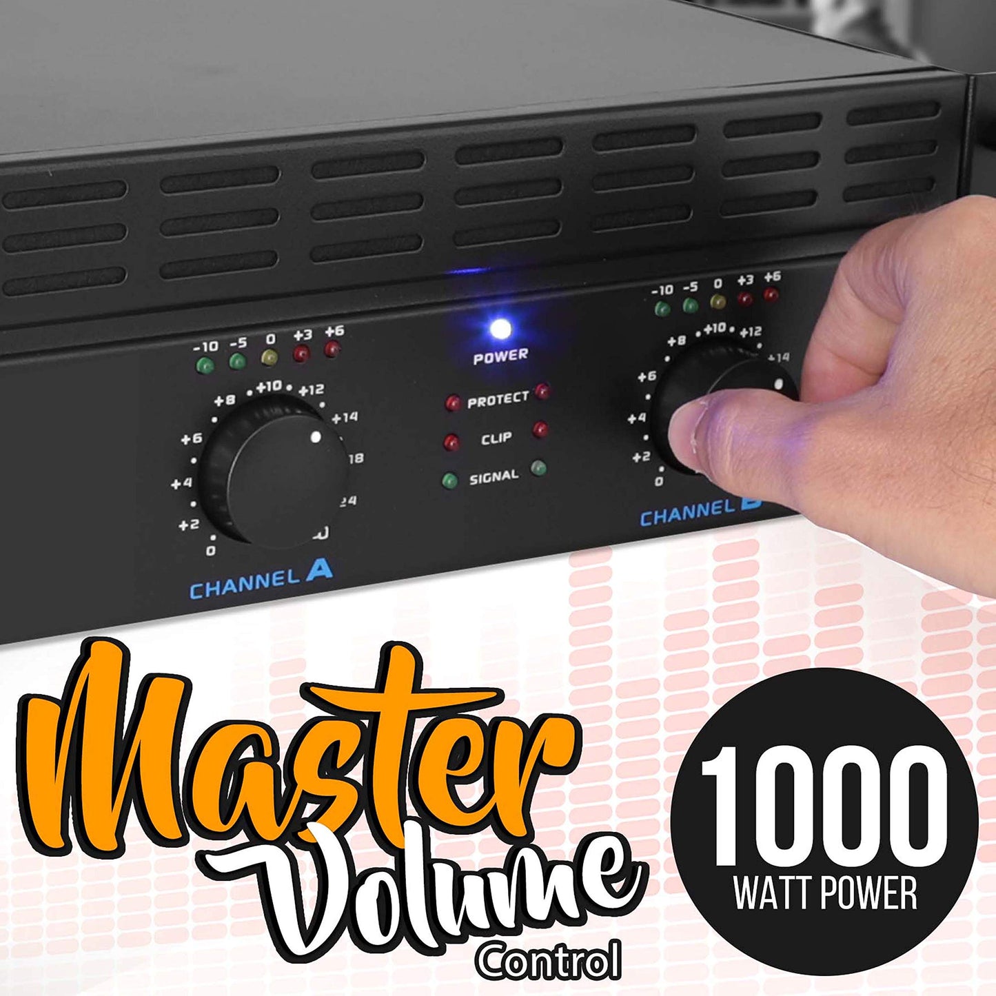 Professional Audio Bluetooth Power Amplifier - 2-Channel Rack Mount Bridgeable, LED Indicators, Shockproof Binding Posts, Cooling Fans 1000 Watt - Pyle PTA1000
