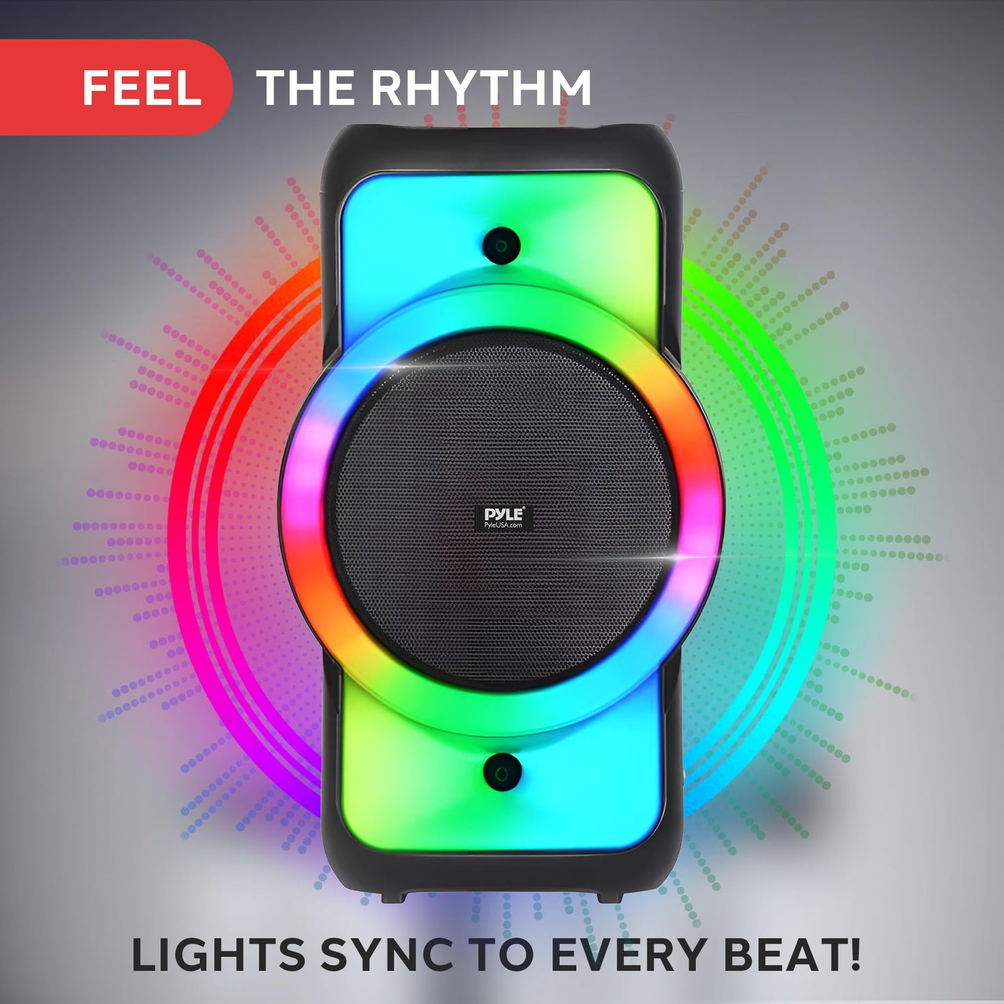 Pyle Bluetooth Party Speaker, 160W Bluetooth Party Box Speaker with True Wireless Stereo System, Powerful Bass and Clear Treble, Carry Bag, Tripod, TWS, FM Radio, USB, AUX and Mic Inputs, 15"x12"x24"