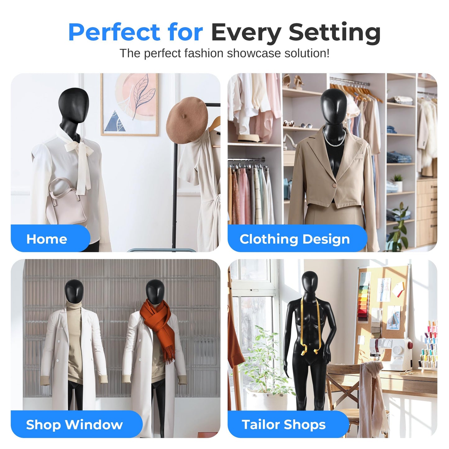SereneLife Premium Female Mannequin – 68.9" Life-Size Dress Form with Realistic Face, Rotating Head, Flexible Limbs, Detachable Body & Sturdy Metal Base for Boutiques, Exhibits & Fashion Display
