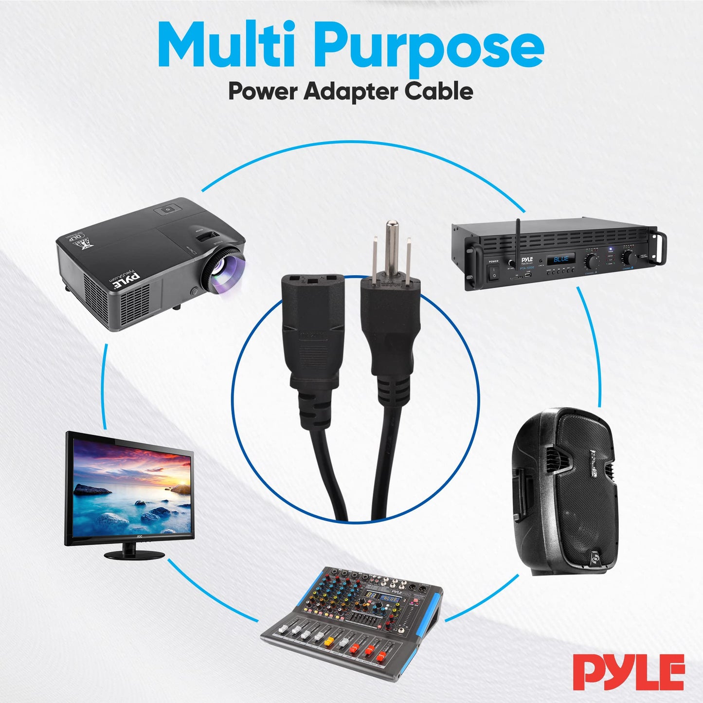 Pyle Power Adapter Cable, 3-Pin (for Pyle Models: PMXU46BT, PMXU67BT, PMXU88BT, PMXU128BT)