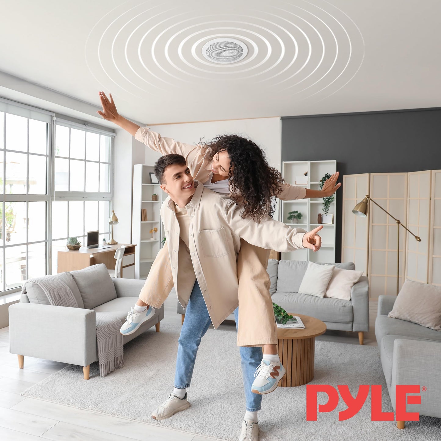 Pyle 5.25" Ceiling Wall Mount Speakers - 2-Way Weatherproof Full Range Woofer Speaker System Flush Design w/ 65Hz-22kHz Frequency Response 200 Watts Peak & Template for Easy Installation - PWRC52