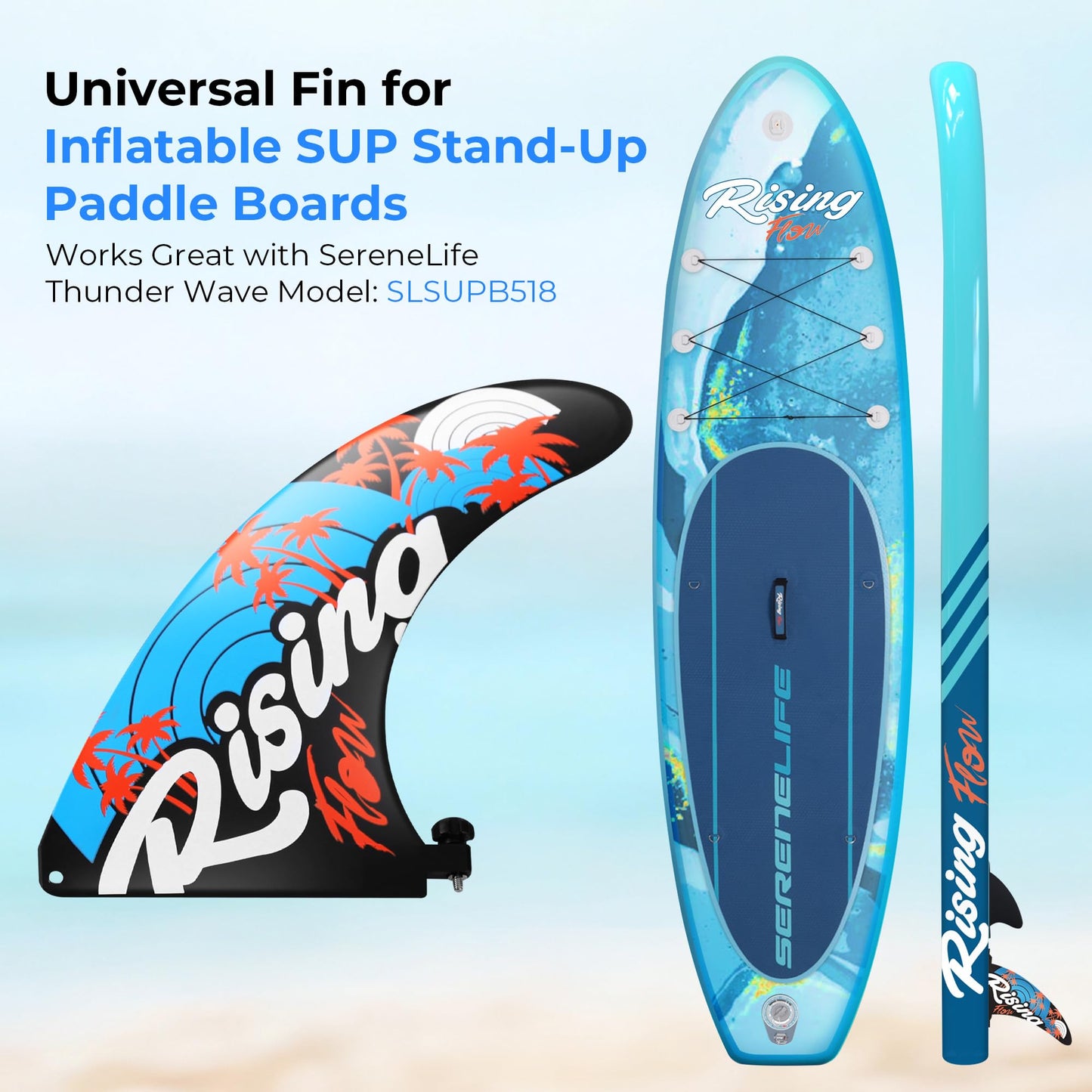 SereneLife Replacement Fin for SereneLife Inflatable Stand-Up Paddle Boards, Compatible with Thunder Wave Model SLSUPB518, Universal Paddle Board Fin for Water Sports