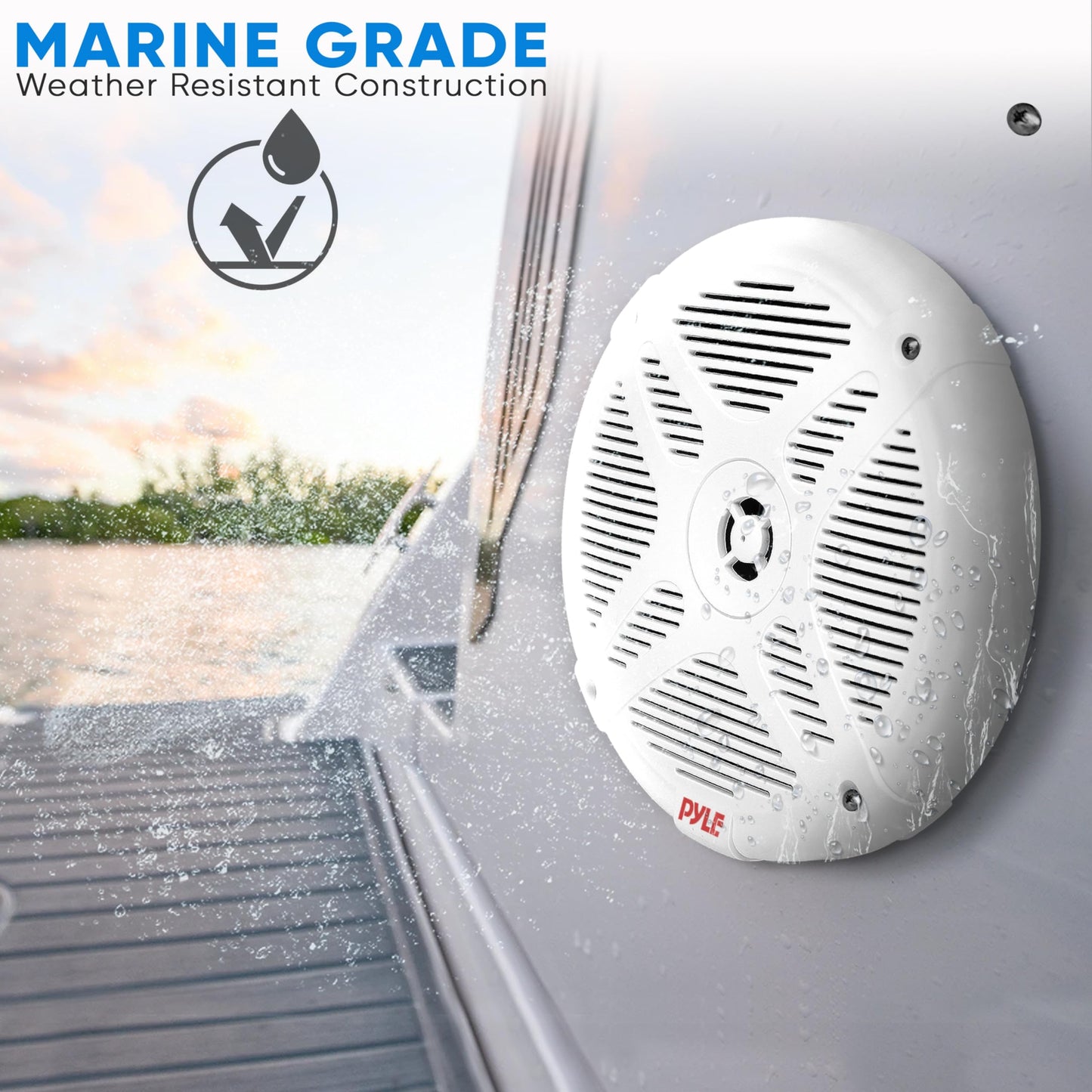 Pyle 6.5'' Water-Resistant Rated Off-Road Speakers - Marine Speakers w/ Wireless BT Remote Control Receiver, Compact Dual Vehicle Speaker System for ATV, UTV, 4x4, Jeep, Powersports Vehicles