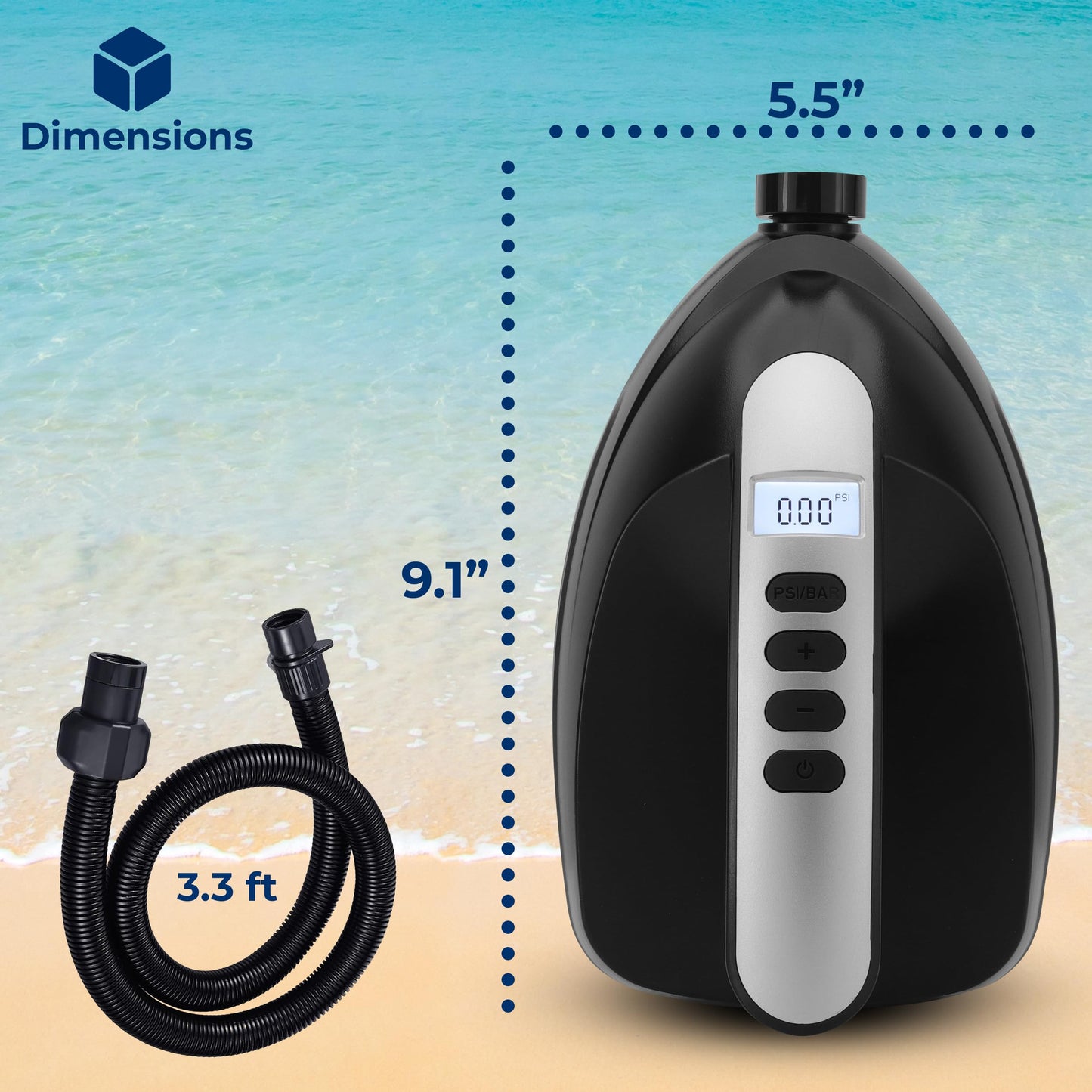 SereneLife Inflatable Paddle Board Pump Compressor - 16PSI High Pressure SUP Inflator - 12V DC Car Connector - Electric Air Pump for Paddle Boards, Boats, Rafts, Pool Toys, Water Sports