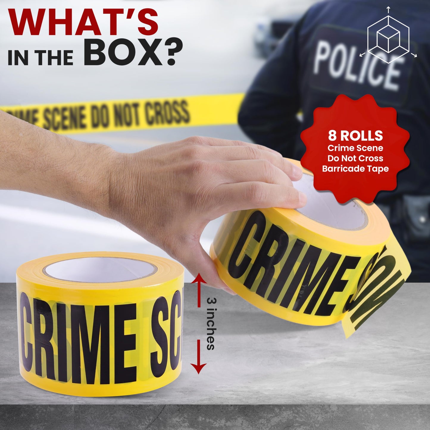 Pyle 8 Pieces Yellow Crime Scene Do Not Cross Tape Set - 656 Foot Long Tape Roll Suitable for a Wide Range of Applications, Including Roadworks, Events, and Hazardous Areas