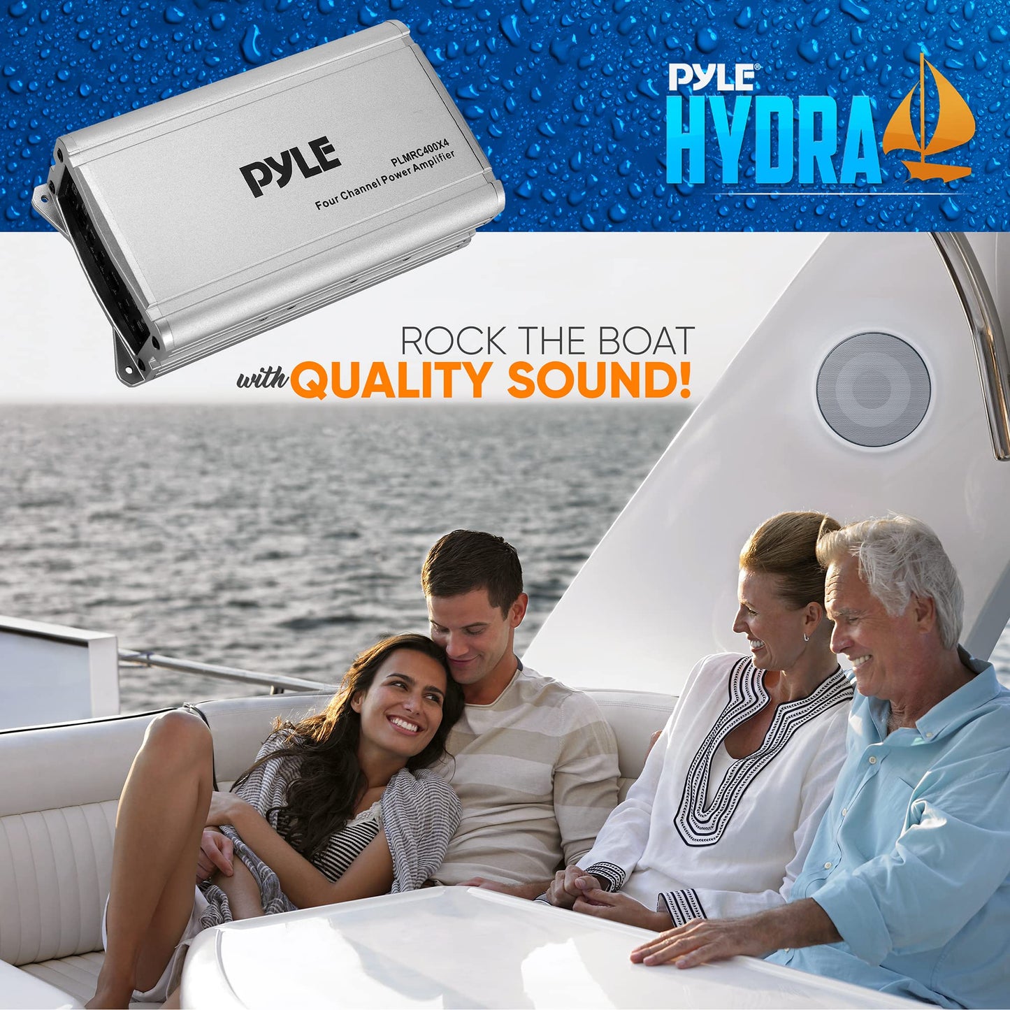 Pyle 4-Channel Weather-Resistant Audio Amplifier System - 1200W Max Bridged, 800W Max Stereo Designed For ATV, UTV, 4X4, Jeep, Motorcycle and Marine, and any other Weather Resistant Application