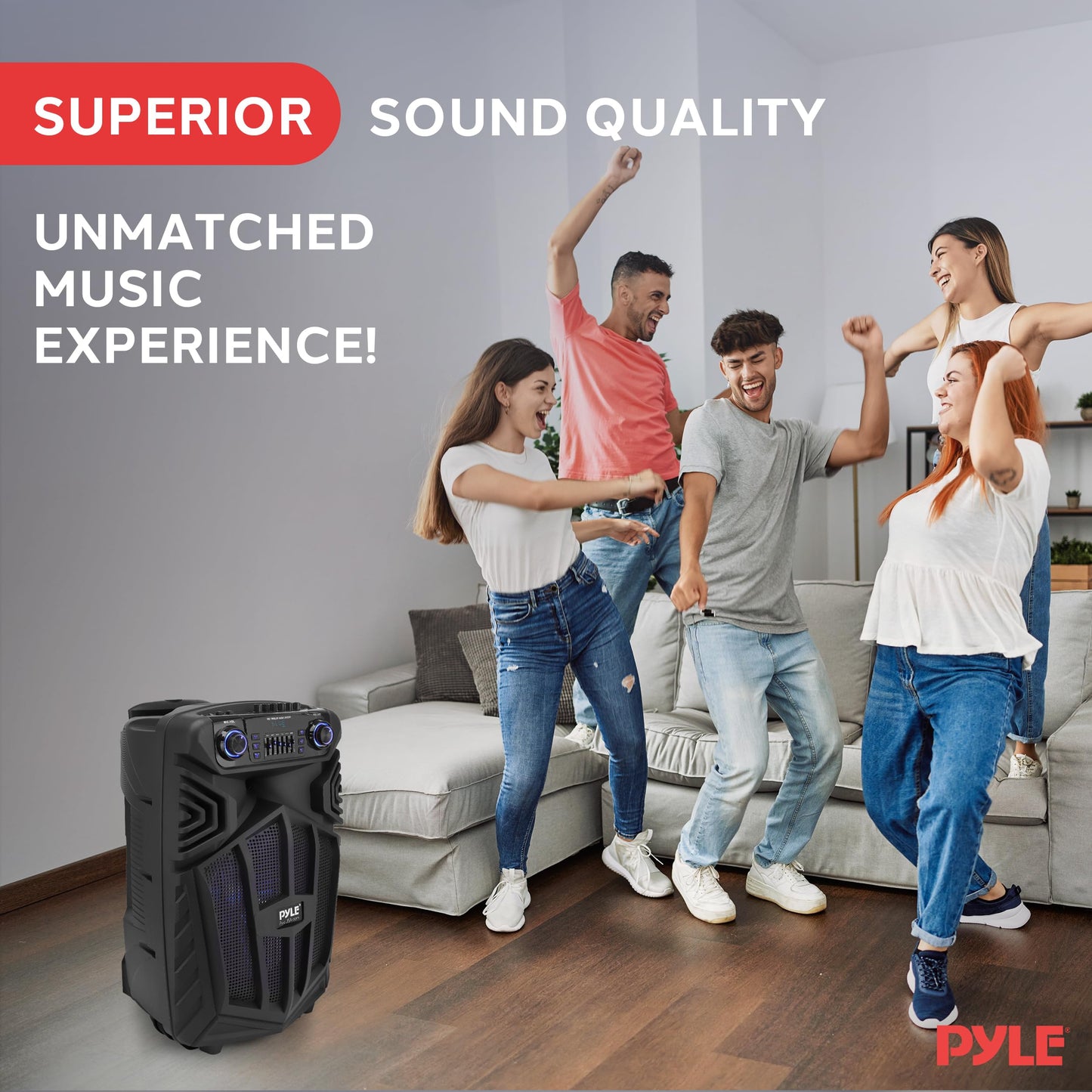 Pyle 1680W Portable Bluetooth PA Speaker - 15" Rechargeable Outdoor Karaoke Party Speaker, Audio System w/Wireless Mic and Wheels, TWS, Party Lights, LED Display, 6.5mm Mic Input, FM/AUX/MP3/USB/SD