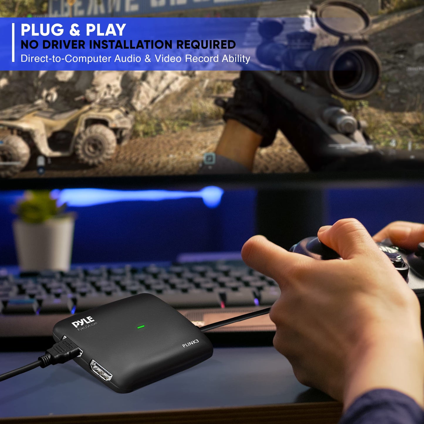 Pyle Capture Card 4K USB3.1 HDMI-to-USB Audio-Video Record via DSLR Camcorder Action Cam, Ultra High Speed, PS3, P4, PS5, Xbox, Nintendo Switch, Wii, Game Streaming, Conference Live Broadcast- PLINK3