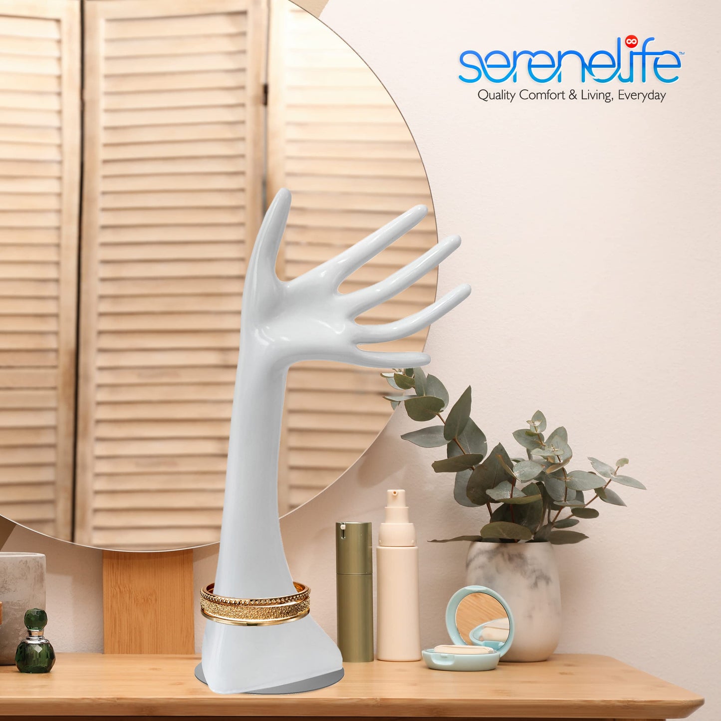 SereneLife Jewelry Hand Display Holder, 11.8-Inch Long Female Mannequin Hand, Perfect for Displaying Rings, Bracelets, Bangles, Watches, or Gloves