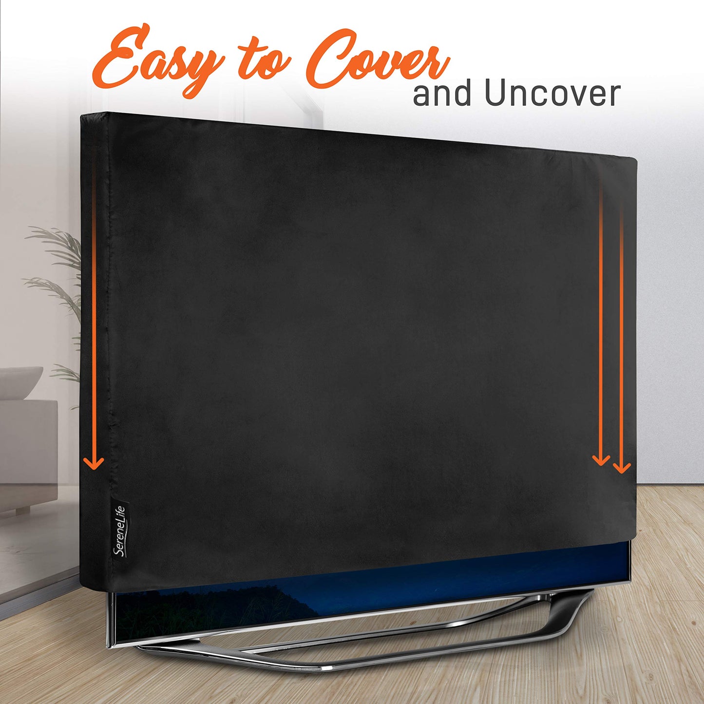 SereneLife Waterproof TV Cover for 30-32 inch TV – Indoor/Outdoor Weatherproof Television with Bottom Cover, Thick Fabric, Dustproof with Remote Control Pocket, Black