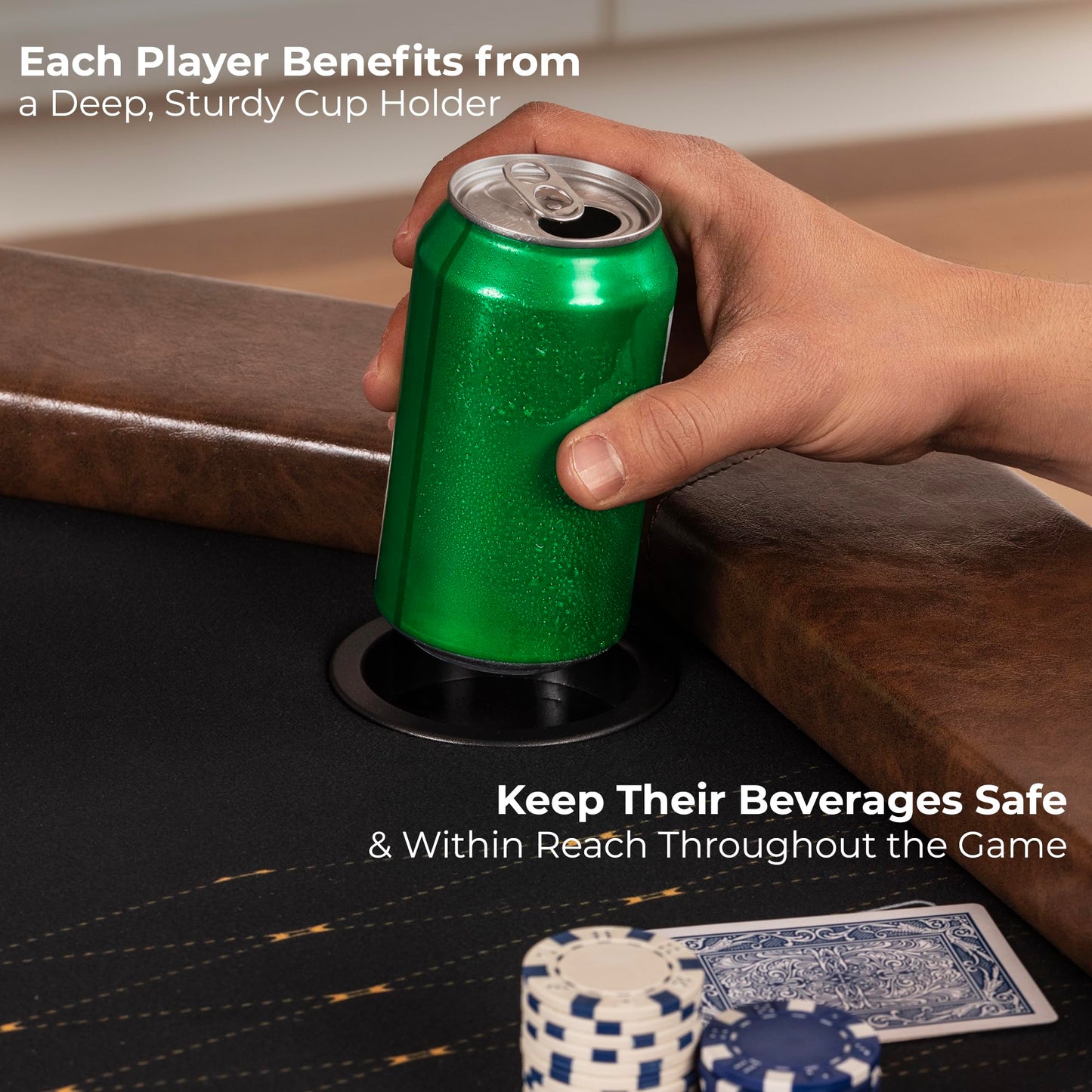 SereneLife 84” Poker Table- 8 Player Octagonal Foldable Cardboard Leisure Game Table, Casino Style, with Water-Resistant Cushioned Rail, w/ 8 Cup Holders