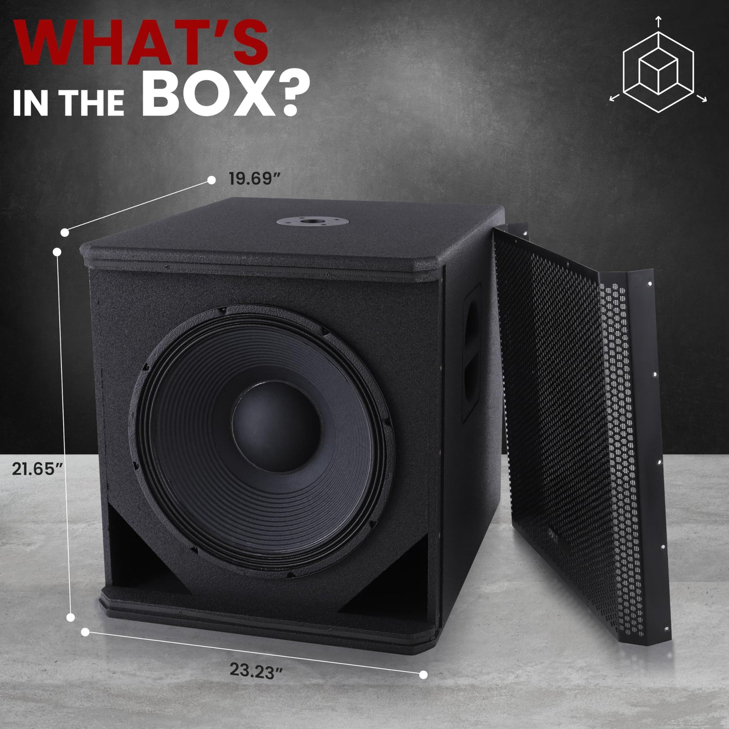 Pyle 3000 Watts Box Subwoofer Speaker - Active Powered 15” inch Woofer, Loud Bass, with DSP Digital Signal Processor for Home Theater System, Pro DJ Sound, Pole Mount Socket and Carrying Handles