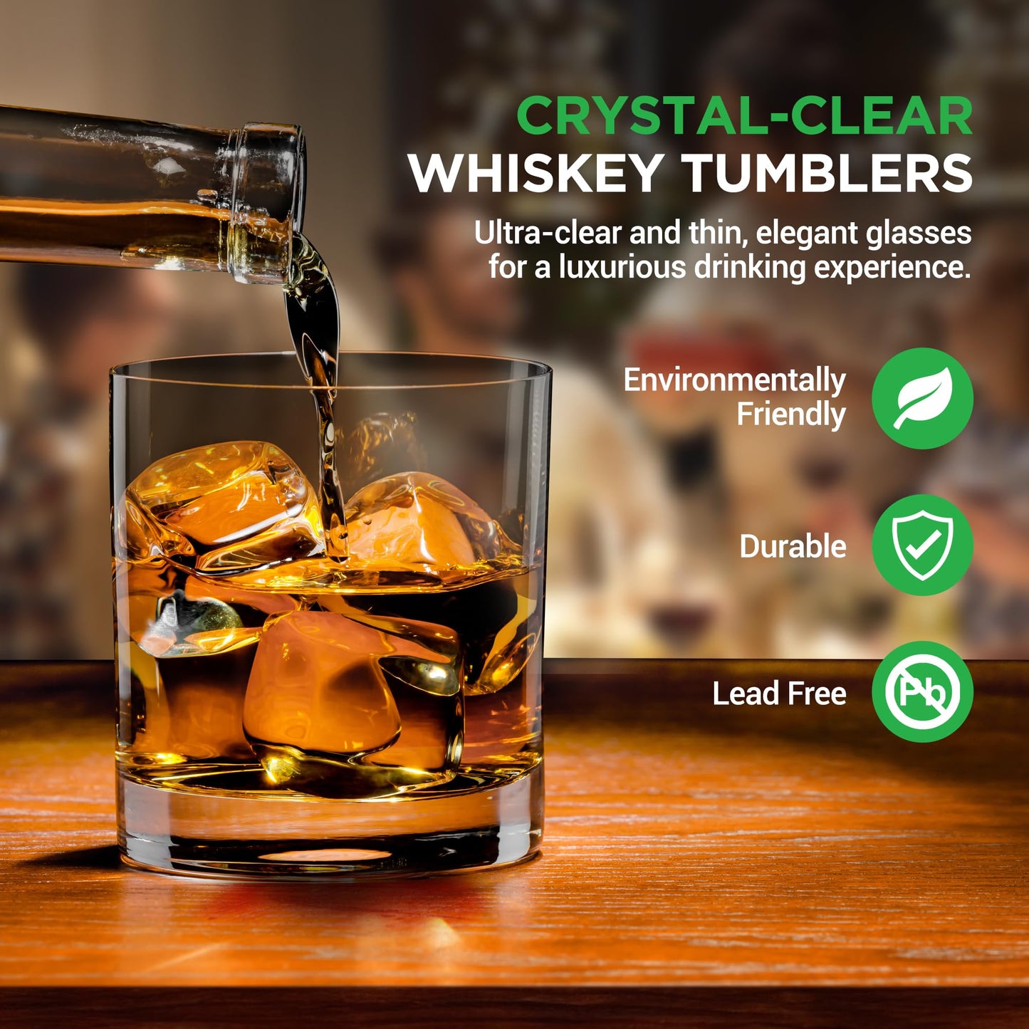 NutriChef Whiskey Glass Set of 2 – 10 Oz Old Fashioned Glasses for Scotch, Cocktail, Rum, Vodka, Cognac Liquor, Unique Gifts for Men– Bourbon Glasses for Home, Bar, Parties