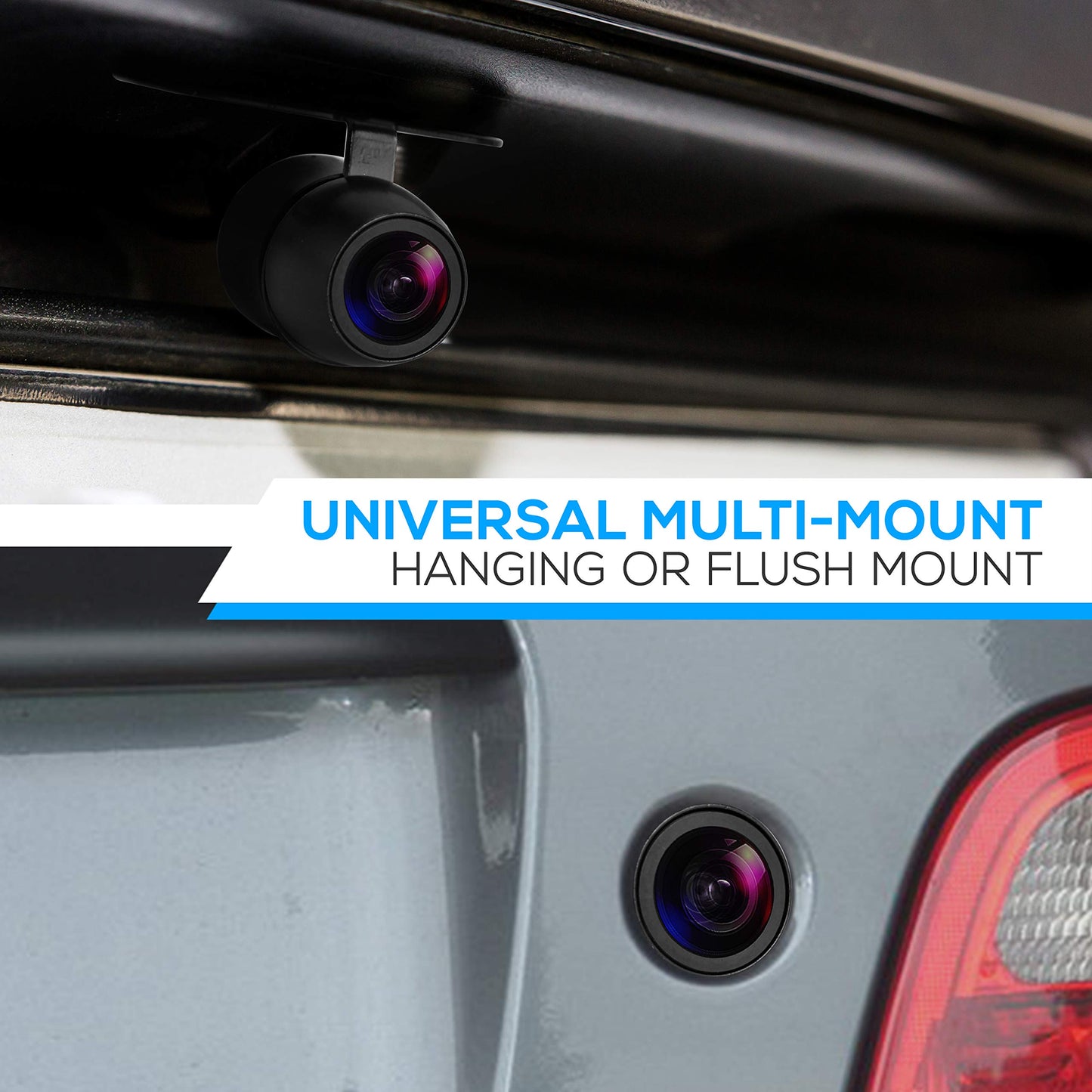 Pyle Universal Front and Rear Dash Camera - 580 x 540 Pixels Compact Mini Car Backup Camera with Night Vision, Waterproof IP-68, 170° Adjustable Viewing Angle, Reverse & Rearview Parking Assistance