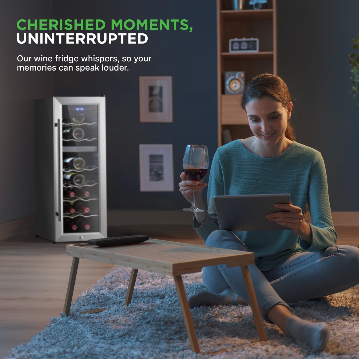 Nutrichef 18 Bottle Wine Fridge | Dual Zone Wine Chiller | Adjustable Temperature 41°F to 64°F | Ultra Quiet Operation | Wine Cooler For Home & Office | Free Standing 32x11x23 IN | Black
