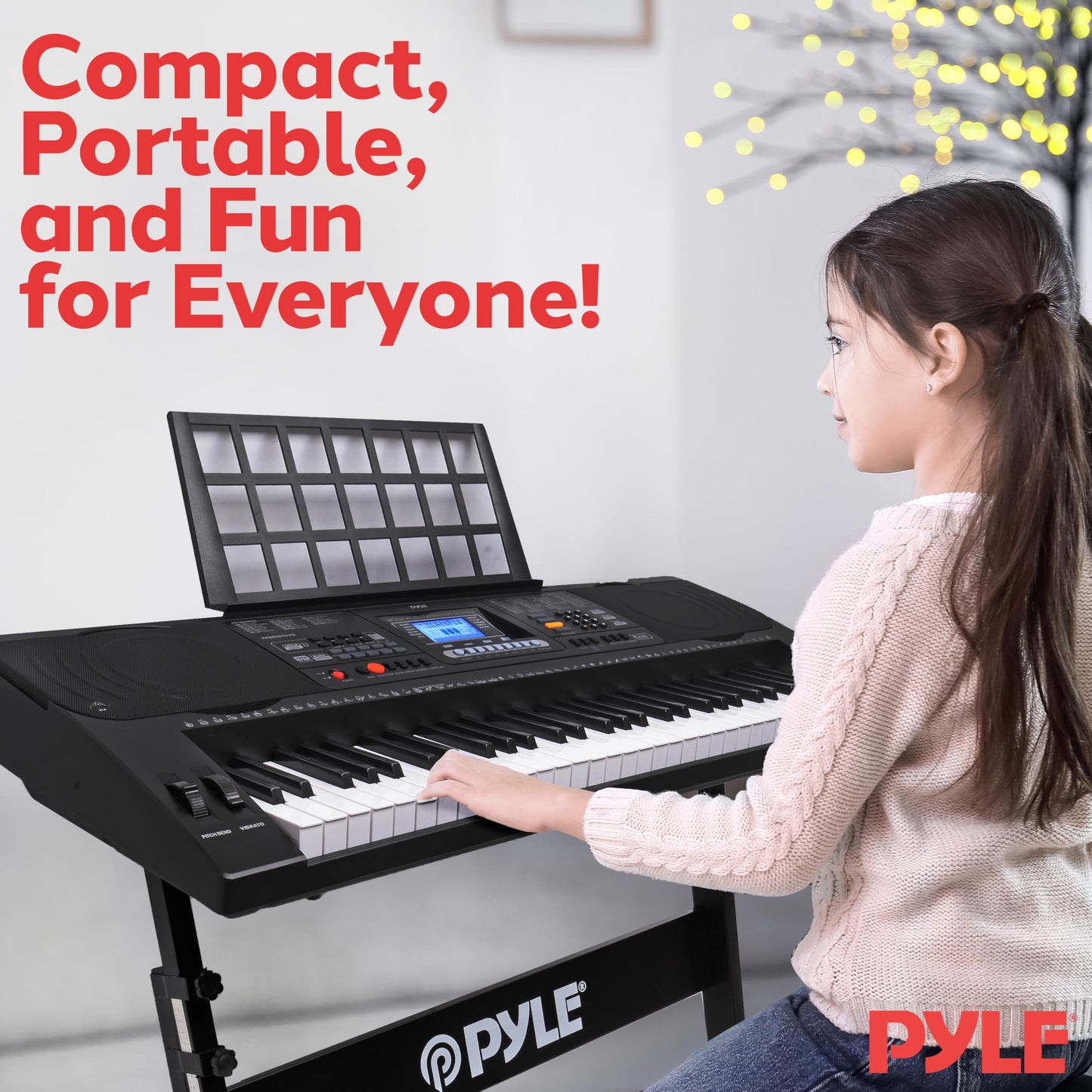 Pyle, Digital Musical Karaoke Portable Electronic Piano Includes Water-Resistant Case Bag Stool & Keyboard Stand (61 Keys), Stadard (PKBRD6151PB)