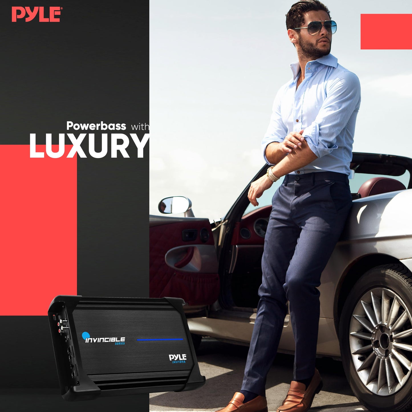 Pyle Amplifier Car Audio, Class AB MOSFET PWM Monoblock Amp Invincible Series, 1 Channel 3000 Watts Max, High-Current Dual Discrete Drive Stages Bass Amp, Advanced Protection Circuitry Car Amplifier
