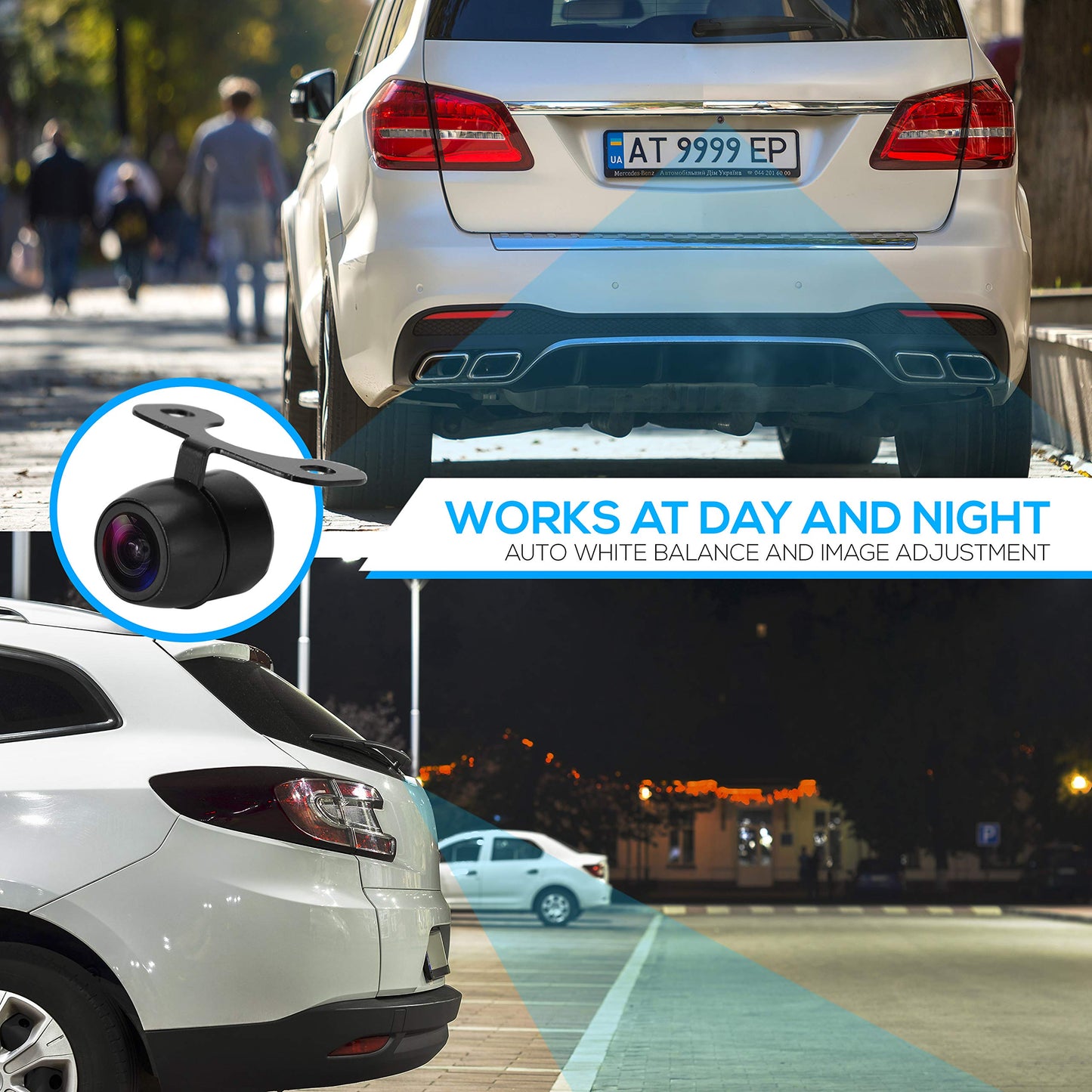 Pyle Universal Front and Rear Dash Camera - 580 x 540 Pixels Compact Mini Car Backup Camera with Night Vision, Waterproof IP-68, 170° Adjustable Viewing Angle, Reverse & Rearview Parking Assistance