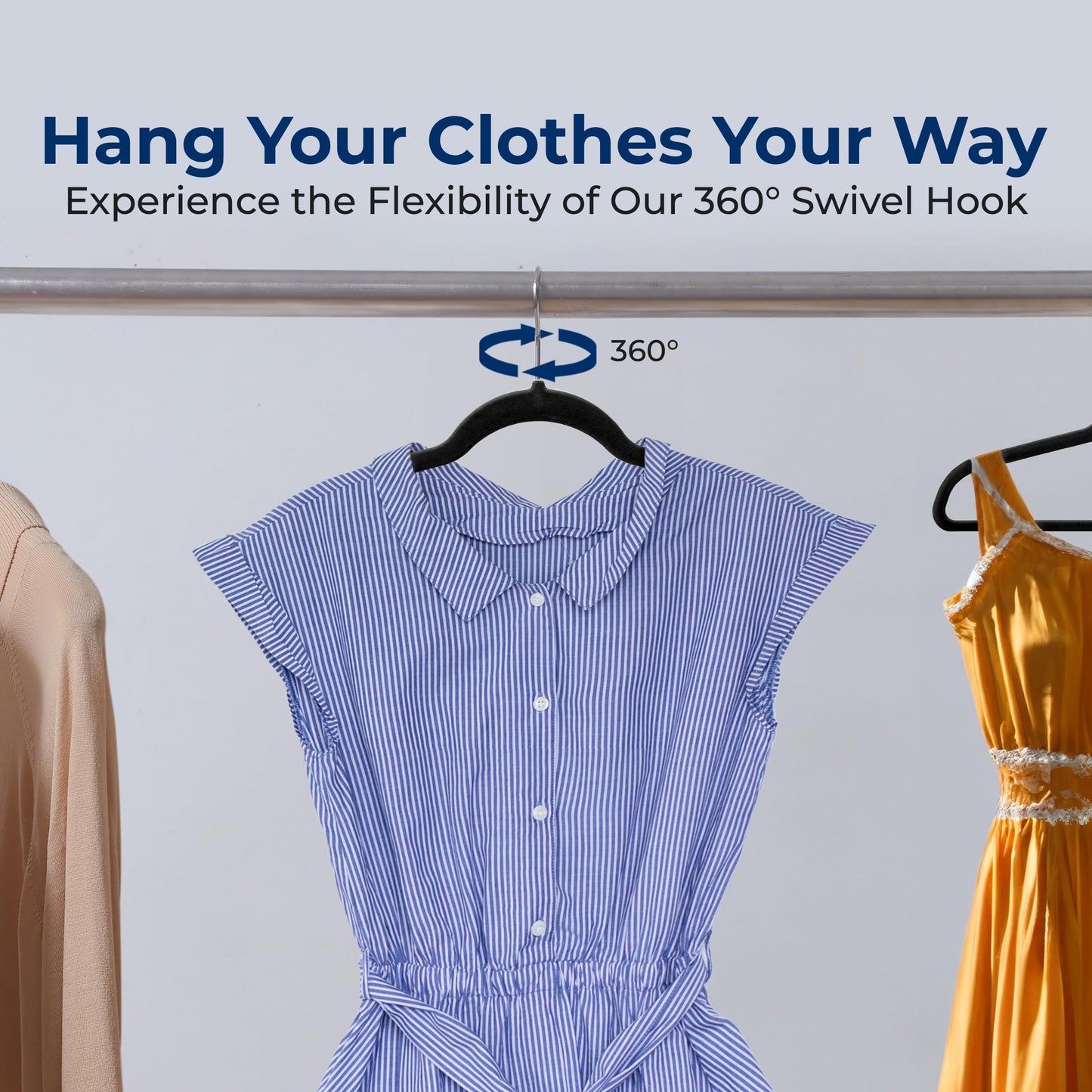 SereneLife 10 Pack Velvet Hangers - Non-Slip with 360° Swivel Hook - Ultra-Thin, Lightweight Velvet Hangers for Shirts, Sweaters, Hoodies, Kids Clothes & Dresses - Space-Saving