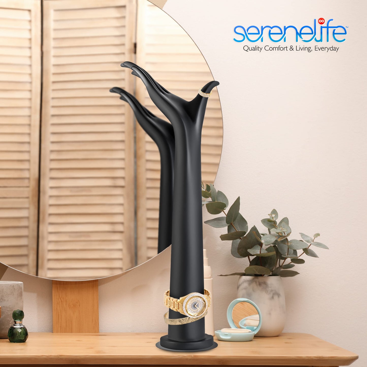 SereneLife Jewelry Hand Display Holder, 18.5-Inch Long Female Mannequin Hand, Perfect for Showcasing Rings, Bracelets, Bangles, Watches, Gloves, and Stylish Accessory Display