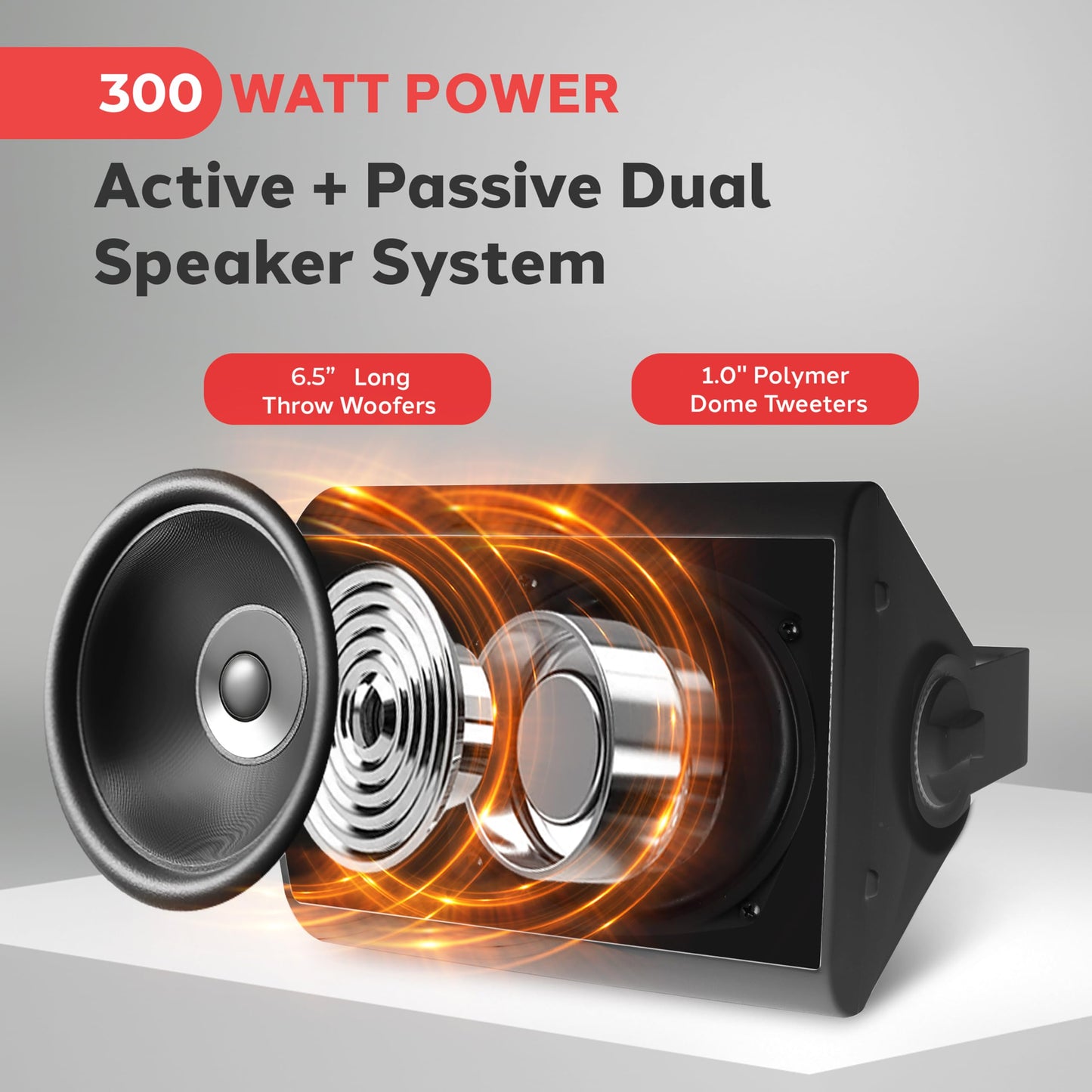 Pyle 6.5-Inch Wall Mount Waterproof Bluetooth Speaker System – Indoor/Outdoor Audio Pair with Built-in Digital Amplifier, Weather-Resistant Housing, High-Power Sound, Easy Installation (Black)