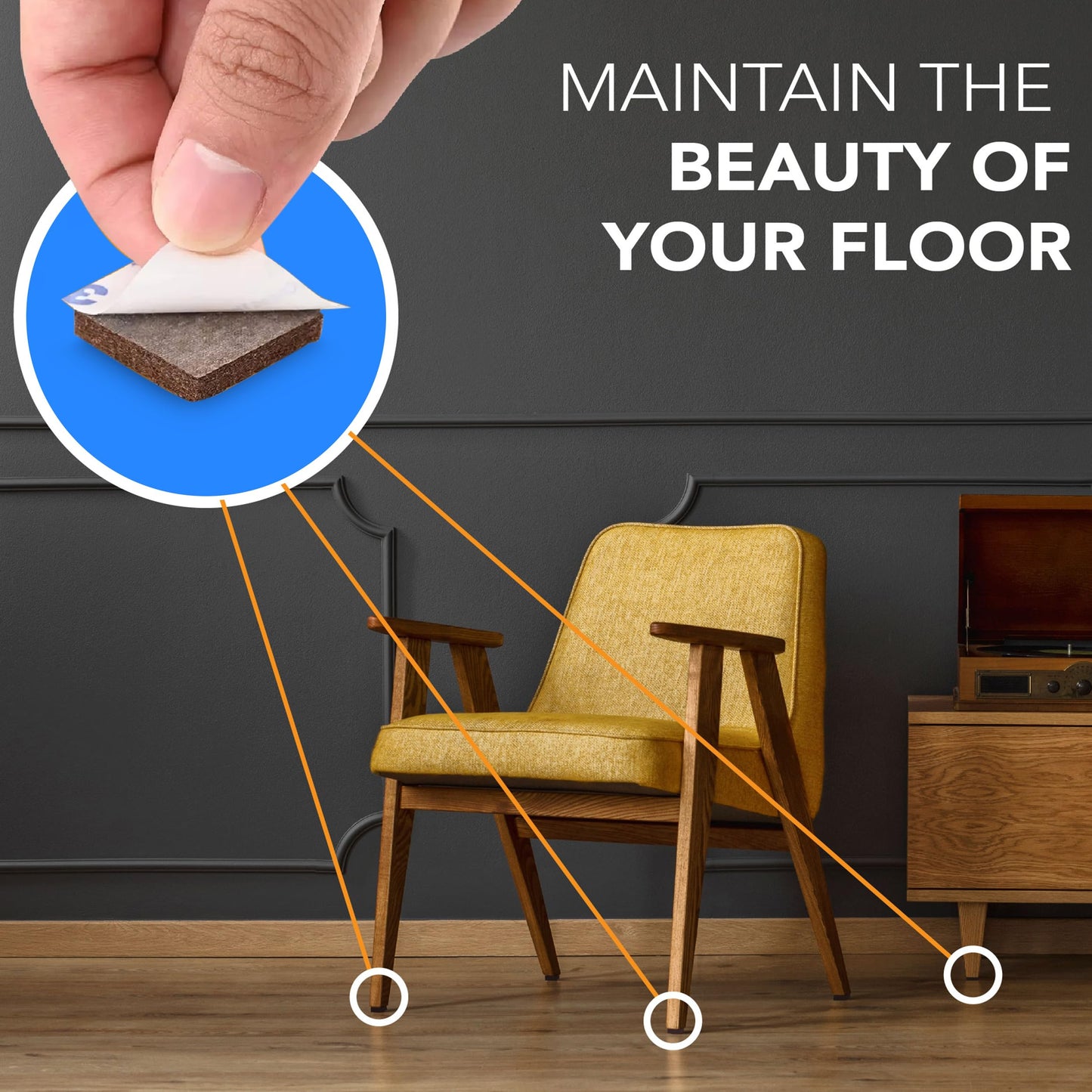 Serenelife Felt Furniture Pads - 133 Piece Set for Wood Floor Protection | Protect Hardwood, Laminate & Tile Flooring | Furniture Sliders | Various Sizes Included | Moving Supplies | Easy Installation