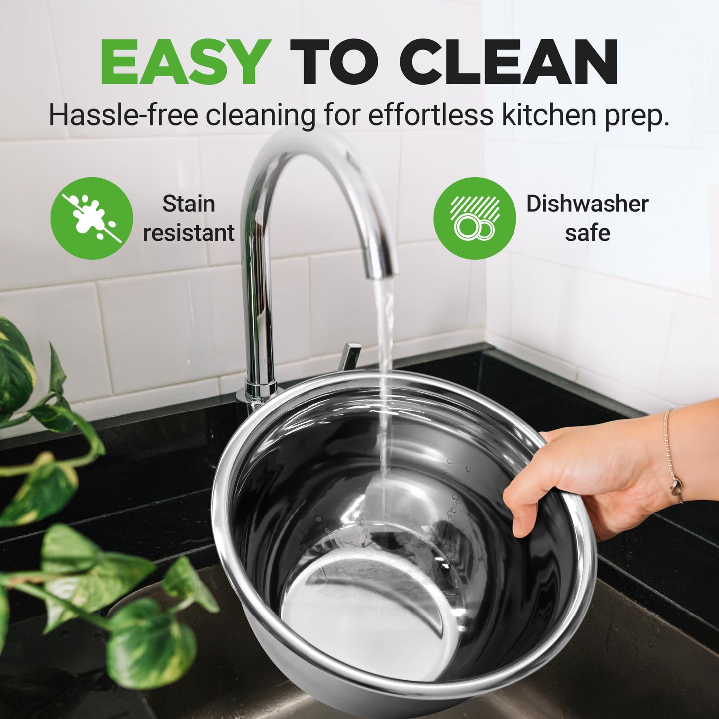 NutriChef 10 Piece Stainless Steel Mixing Bowls with Airtight Lids, Dishwasher Safe, 5 Stackable Nesting Bowls and 5 BPA-Free Lids for Kitchen, Cooking, Food Storage, Meal Prepping, Mixing & Serving