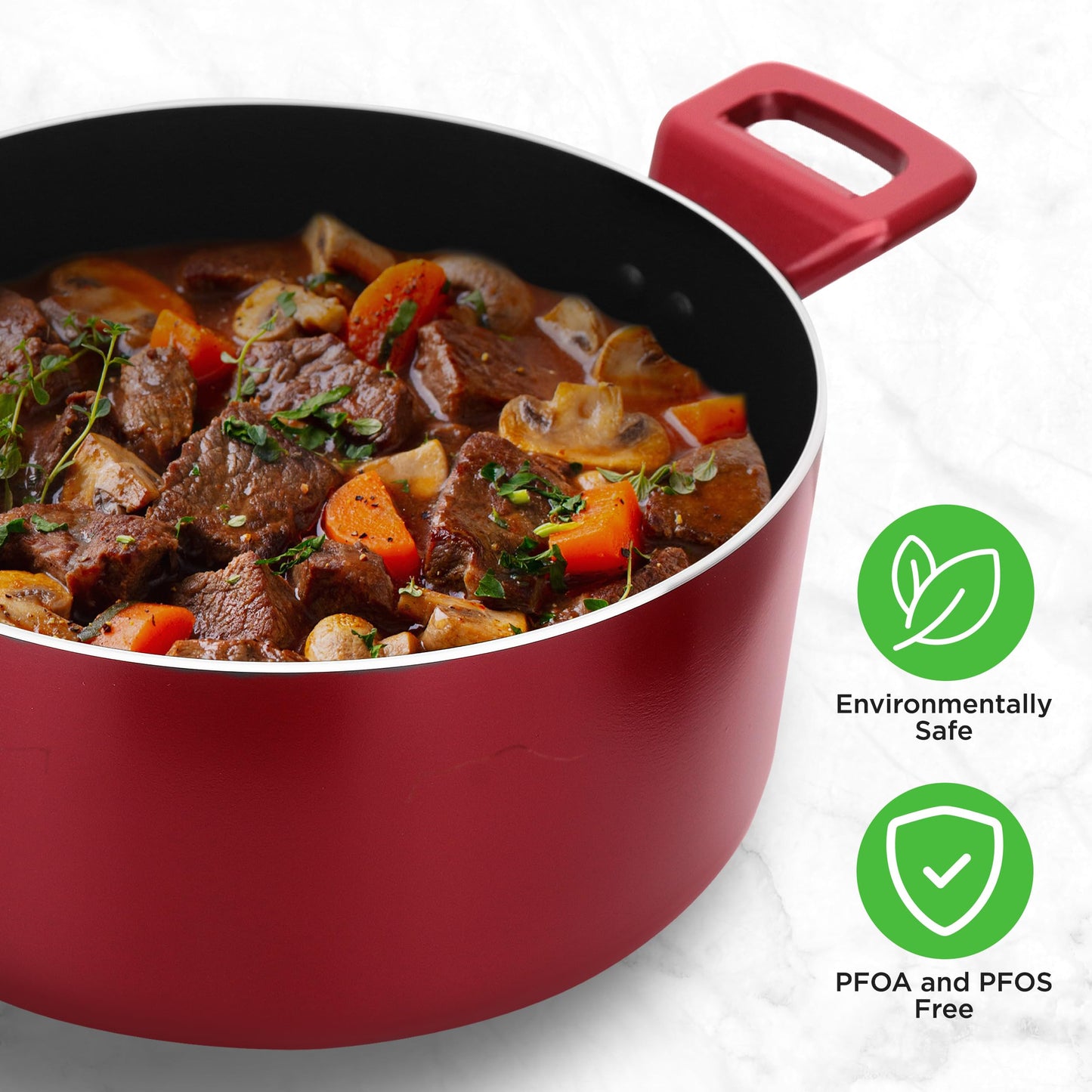 NutriChef 13 Pcs. Nonstick Kitchen Cookware PFOA-Free Heat Resistant Kitchenware Set w/Saucepan, Frying Pans, Cooking Pots, Casserole, Lids, & Utensils, Red NCCWA13RD