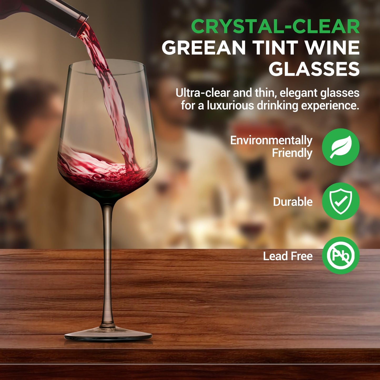 NutriChef Stemmed Wine Glasses Set of 2, 22oz Crystal Clear Red or White Wine Glass, Lead-Free & Dishwasher Safe Glasses for Wine, Drink, Water, Restaurants, And Housewarming Gifts