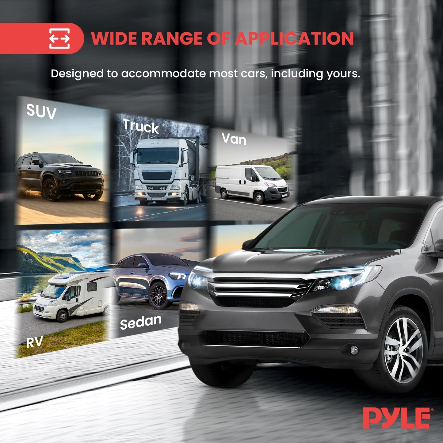 Pyle 7” 1080P HD Digital Wireless Monitor and Wireless License Plate Camera - Waterproof, Night Vision, Single Channel Visual Assistance Kit (12/24V for Bus, Truck, Trailer, Van, RV, Camper)