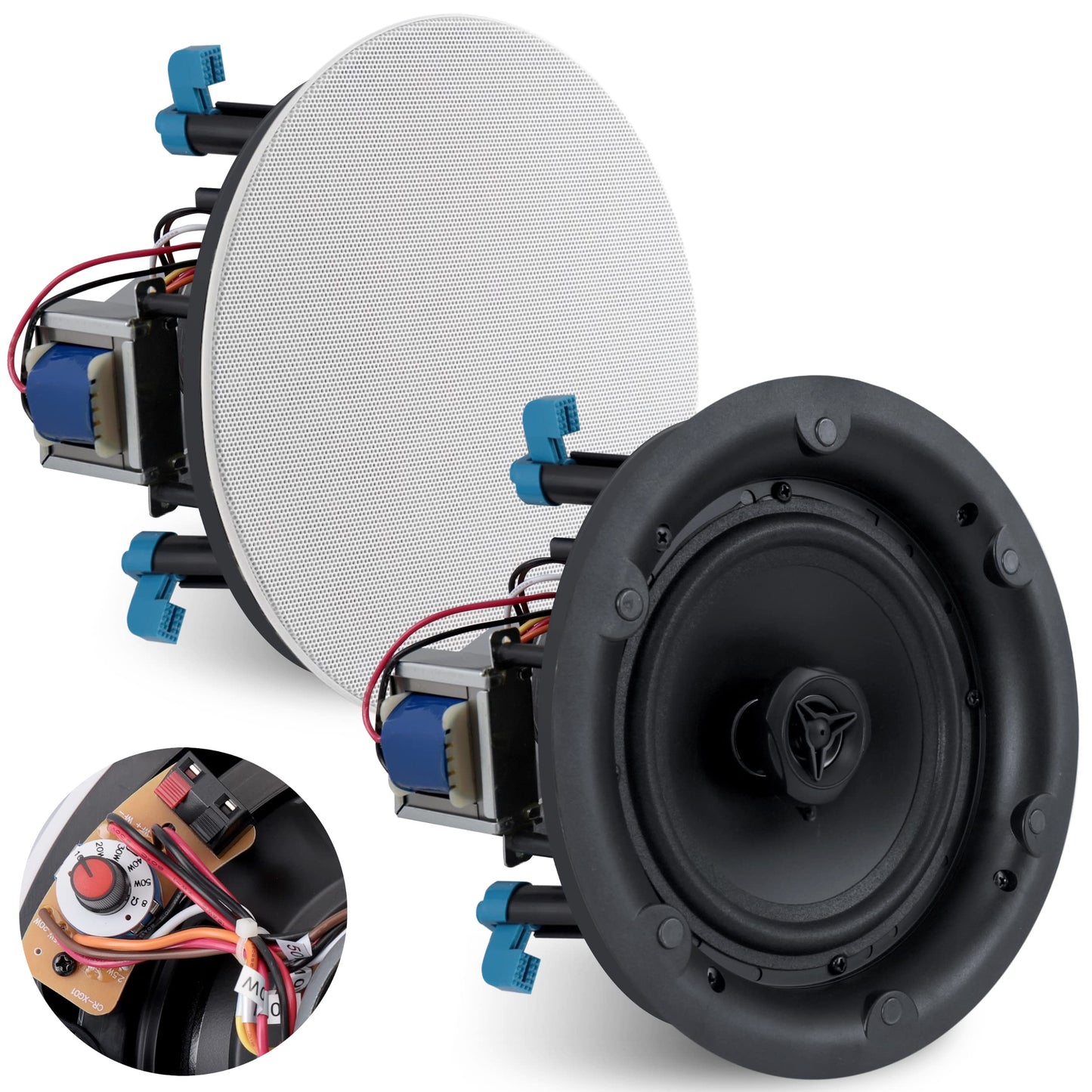 Pyle Ceiling and Wall Mount Speaker-8” 2-Way 70V Audio Stereo Sound Subwoofer Sound with Dome Tweeter,600 Watts,in-Wall&in-Ceiling Flush Mount for Home Surround System-Pyle PDIC8LT(White)