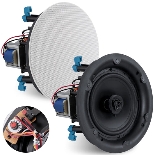 Pyle Ceiling and Wall Mount Speaker-8” 2-Way 70V Audio Stereo Sound Subwoofer Sound with Dome Tweeter,600 Watts,in-Wall&in-Ceiling Flush Mount for Home Surround System-Pyle PDIC8LT(White)