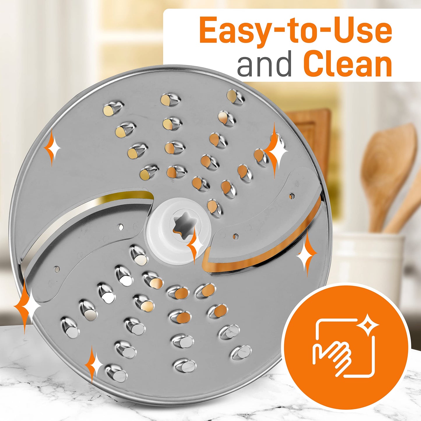 NutriChef Food Processor Slicing/Shredding Disc - Stainless Steel - Compatible with NCFP8 - Detachable & Removable - Dishwasher Safe - Easy to Install & Clean - Berry