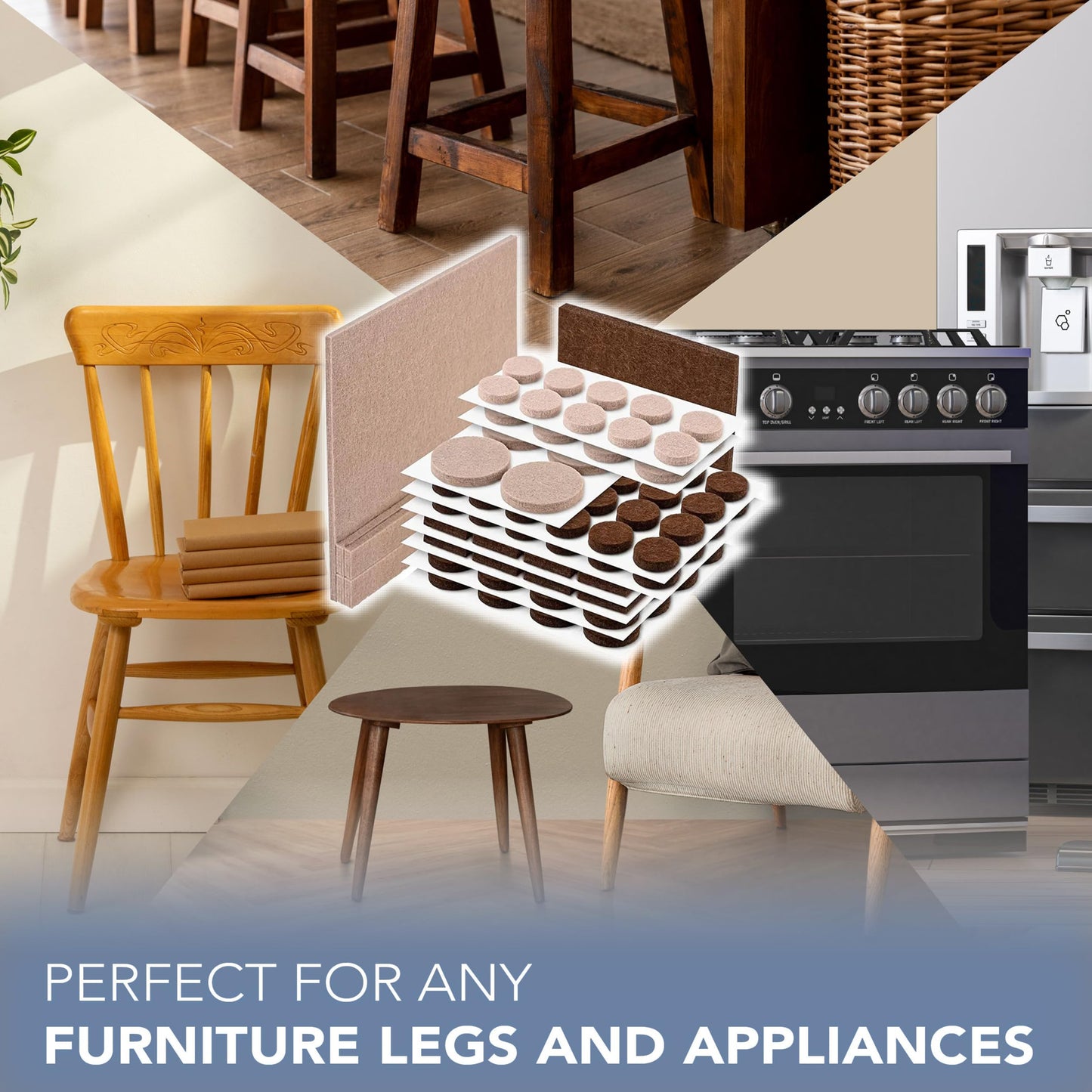 Serenelife Felt Furniture Pads - 133 Piece Set for Wood Floor Protection | Protect Hardwood, Laminate & Tile Flooring | Furniture Sliders | Various Sizes Included | Moving Supplies | Easy Installation