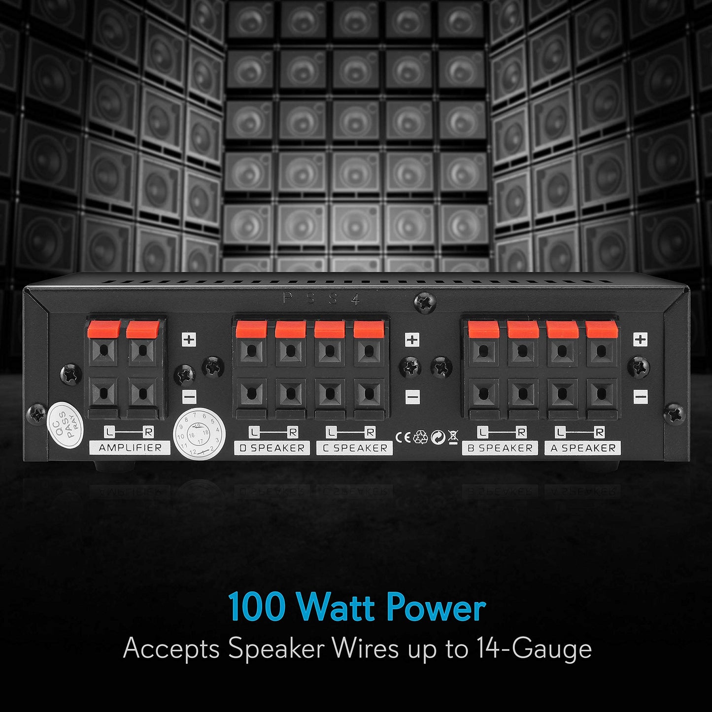 Pyle 4-Zone Speaker Switch Selector - Premium Distribution Box with A/B/C/D Switches for Multi-Channel High-Powered Stereo Amp - Supports 4 Pairs of Speakers - PSS4
