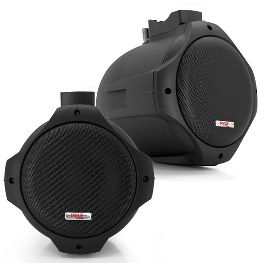 Pyle 6.5 Inch Dual Marine Speakers-2 Way IP44 Waterproof, Weather Resistant Outdoor Audio Stereo Sound System with 200 Watt Power and Poly Mica Cone and Butyl Rubber Surround-1 Pair - PLMRB85 (Black)