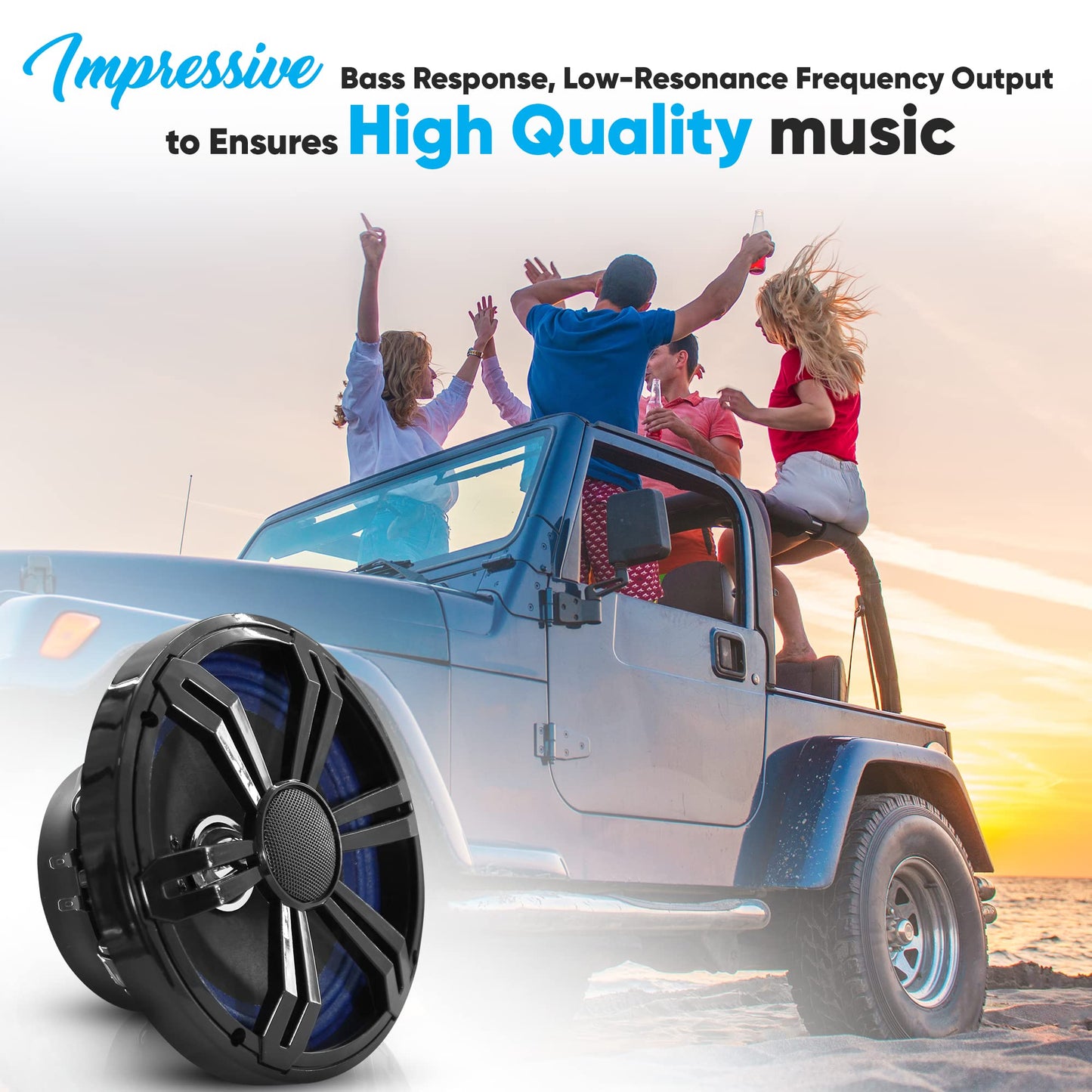 Pyle 6.5 inch Car Audio Speaker, 150 Watt Car Subwoofer Speaker, Single Voice Coil 4-Ohm Paper Cone with Cloth Edge Designed for Truck, Mobile Vehicle Applications -Black/Blue