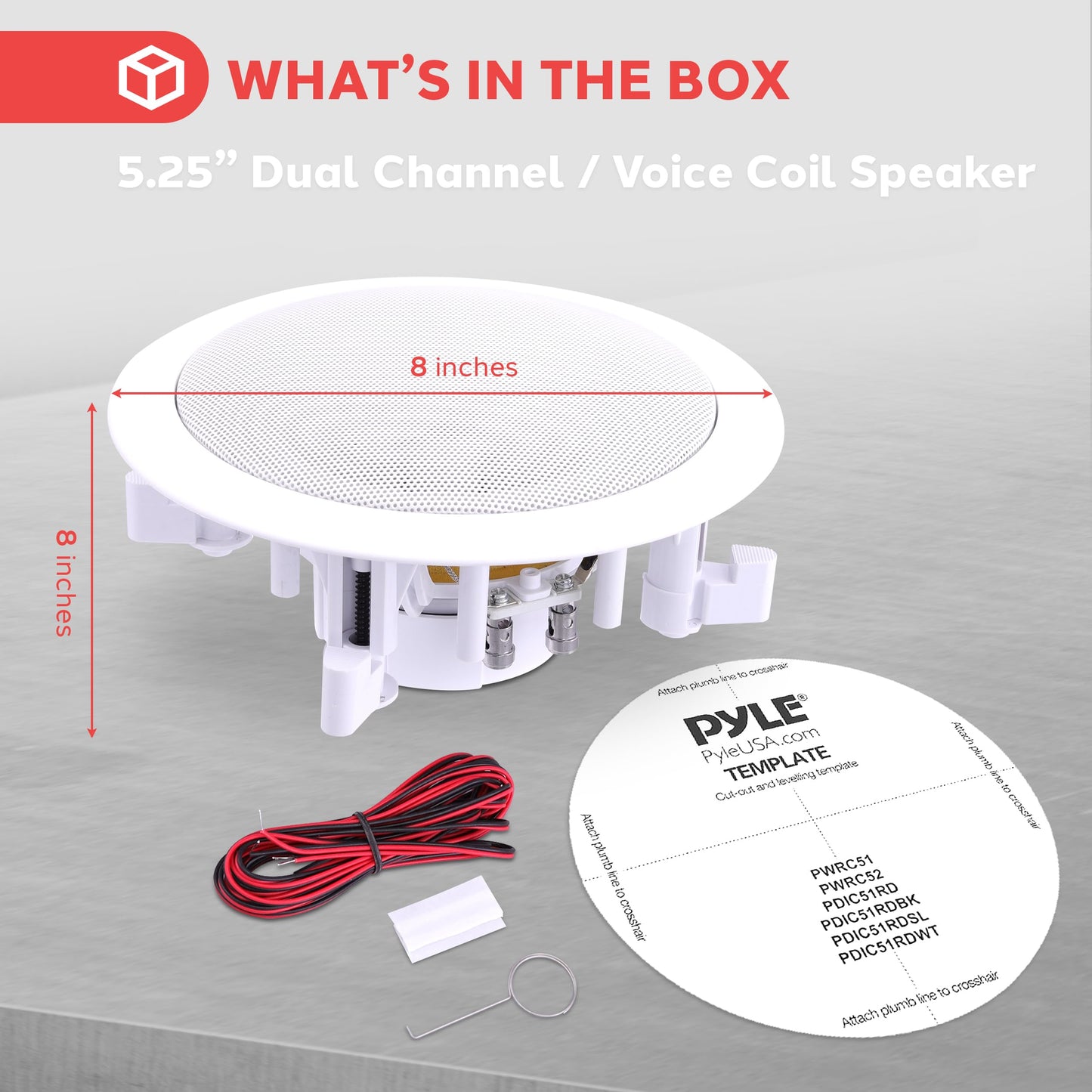 Pyle 5.25" Ceiling Wall Mount Speakers - 2-Way Weatherproof Full Range Woofer Speaker System Flush Design w/ 65Hz-22kHz Frequency Response 200 Watts Peak & Template for Easy Installation - PWRC52