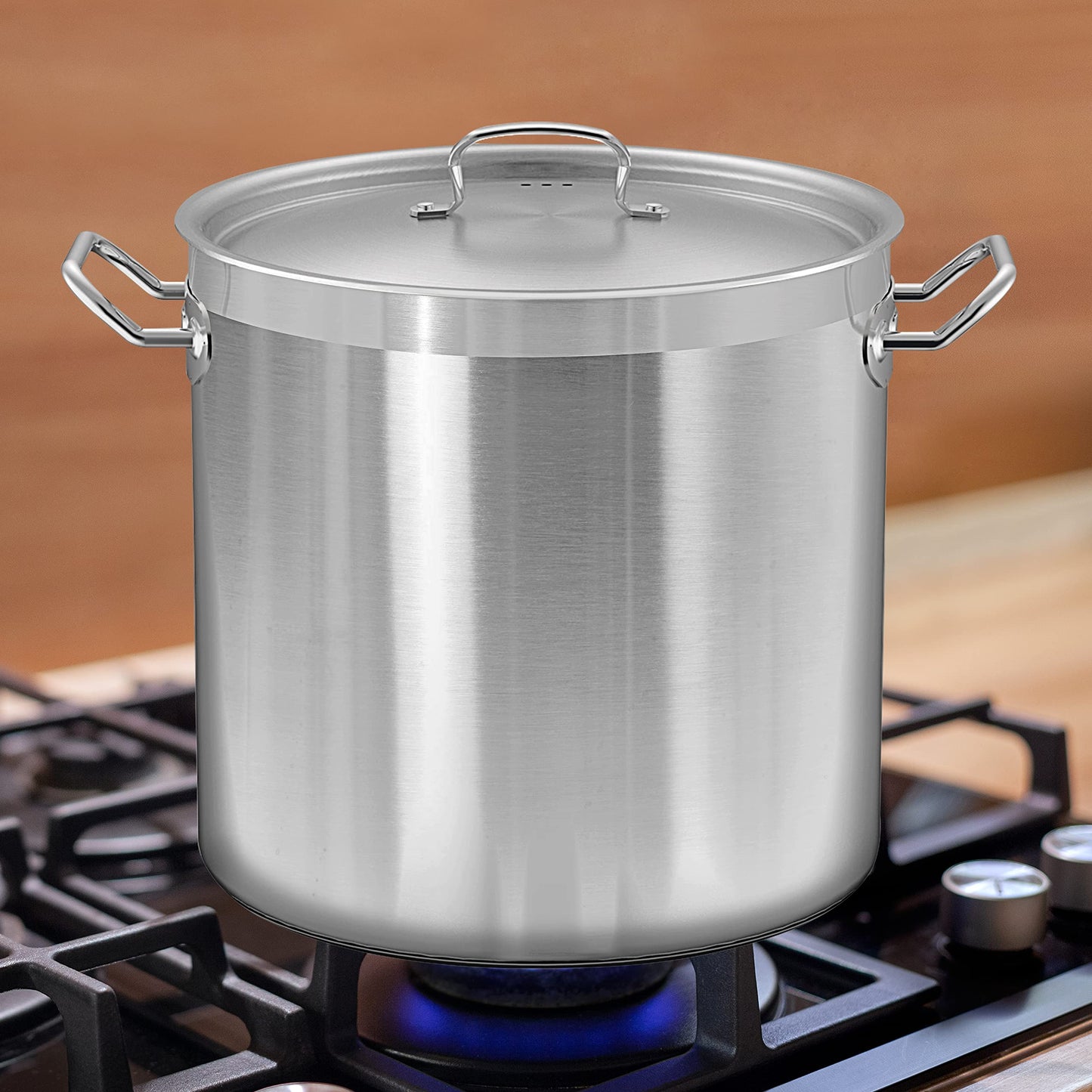 Nutrichef Stainless Steel Cookware Stockpot, 35 Quart Heavy Duty Induction Soup Pot With Stainless Steel Lid And Strong Riveted Handles, Even Heat Distribution, Compatible With Most Cooktops