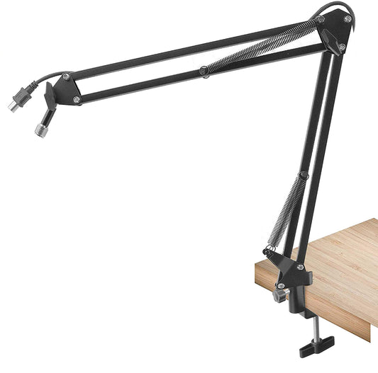 Soul Inscriptions Press USB Suspension Boom Microphone Stand-Adjustable Compact USB Microphone Arm Stand,Durable Steel for Radio Broadcasting Studio,Voice-Over Sound Studio,TV Stations - PMKSHUSB04