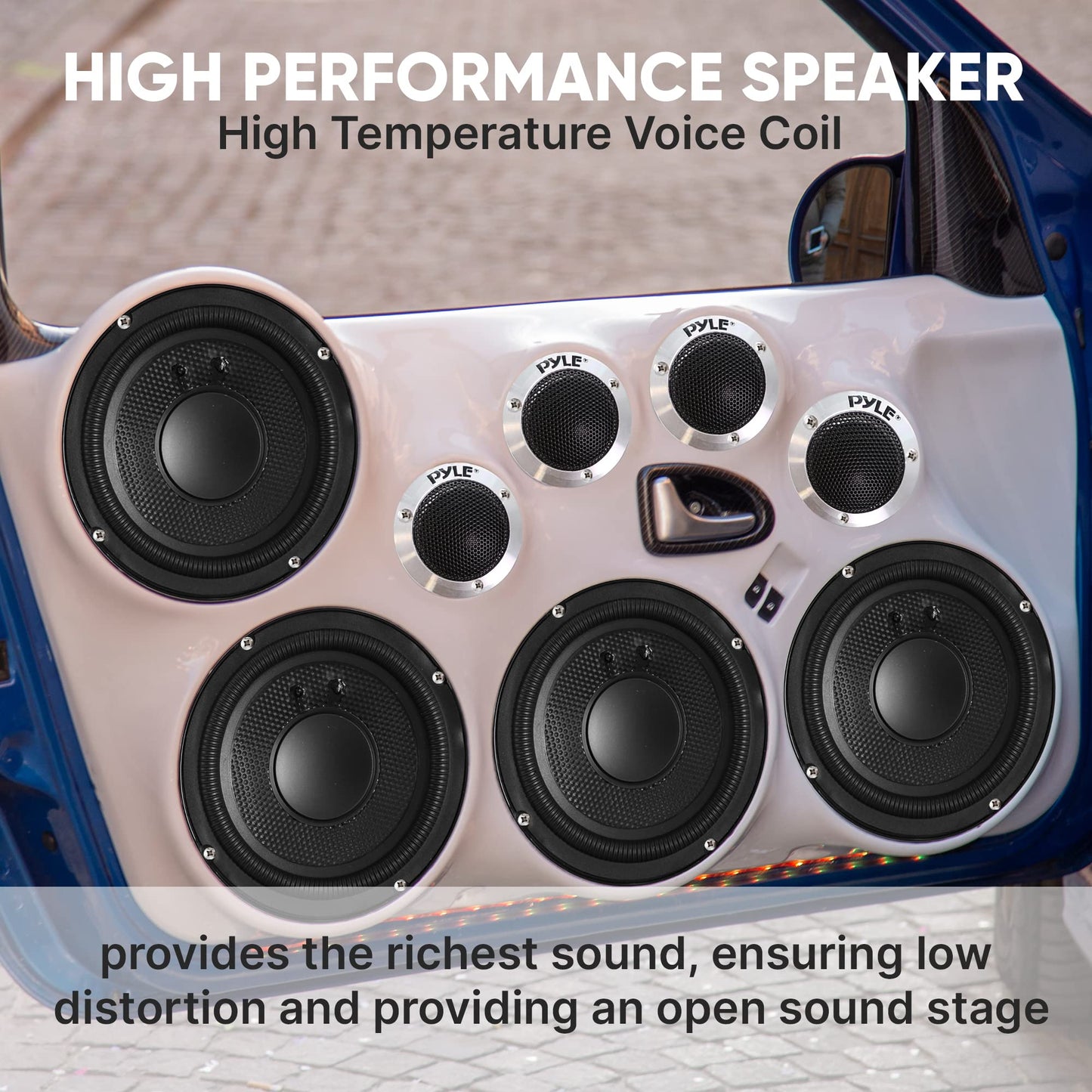Pyle 6.5" Component Speakers for Car Audio - 2 Pair Kit Includes Pair of Crossover Networks and 1'' Aluminum Tweeters, Injection Cone with Rubber Edge - PLD63C