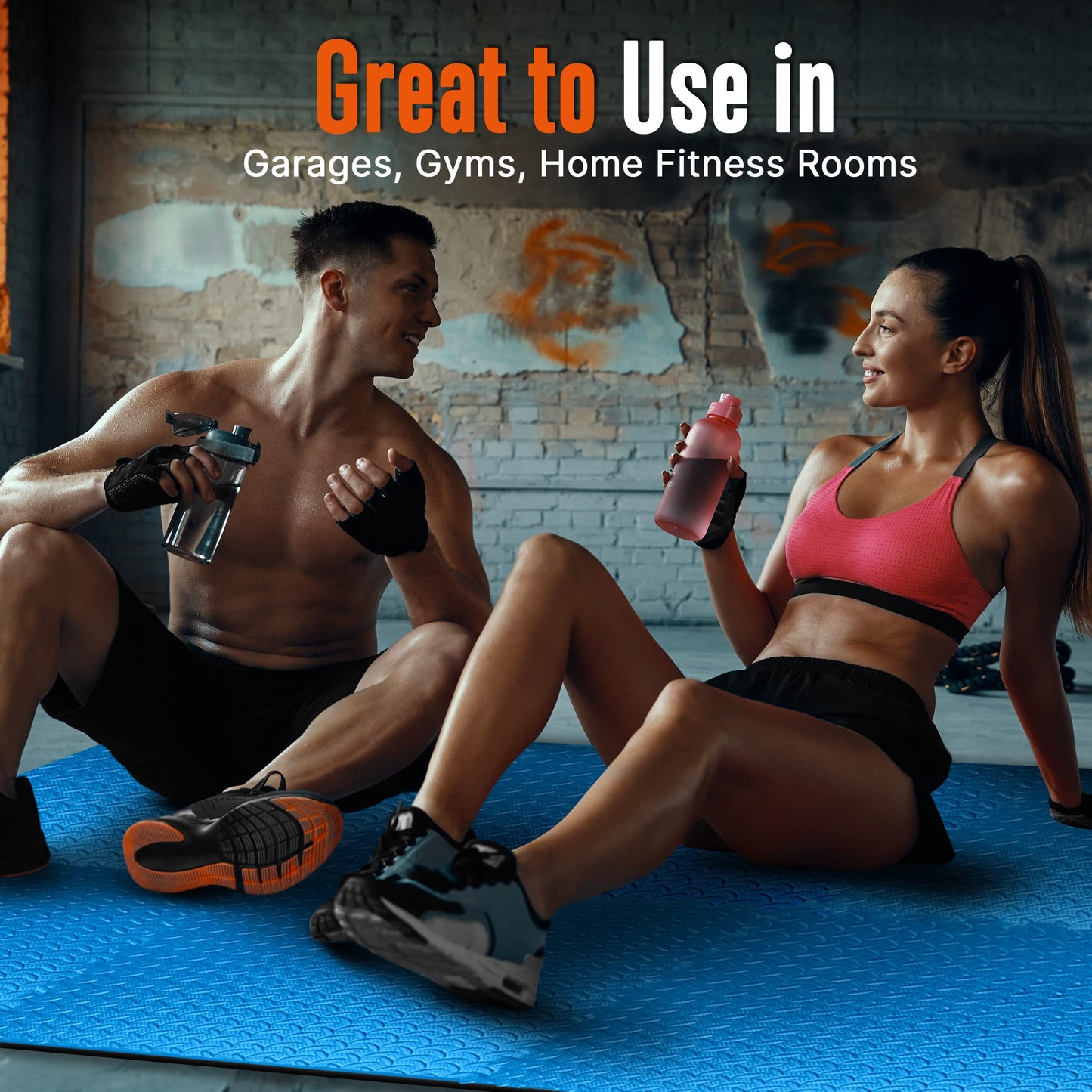 Thick Puzzle Exercise Mat, 6 Pcs EVA Foam Interlocking Tiles Protective Flooring for Gym Equipment and Cushion for Workouts, Durable Non-Skid Texture, Easy to Assemble, Blue